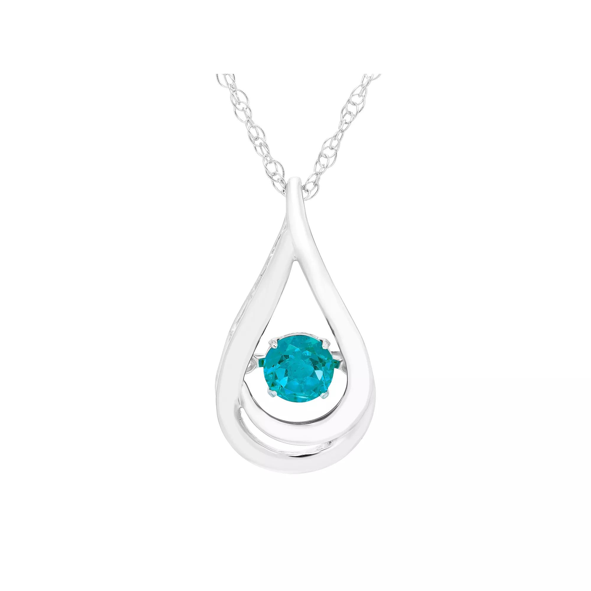Boston Bay Diamonds Sterling Silver Brilliance-in-Motion Blue Topaz Teardrop Pendant Necklace, Women's,  Product Image