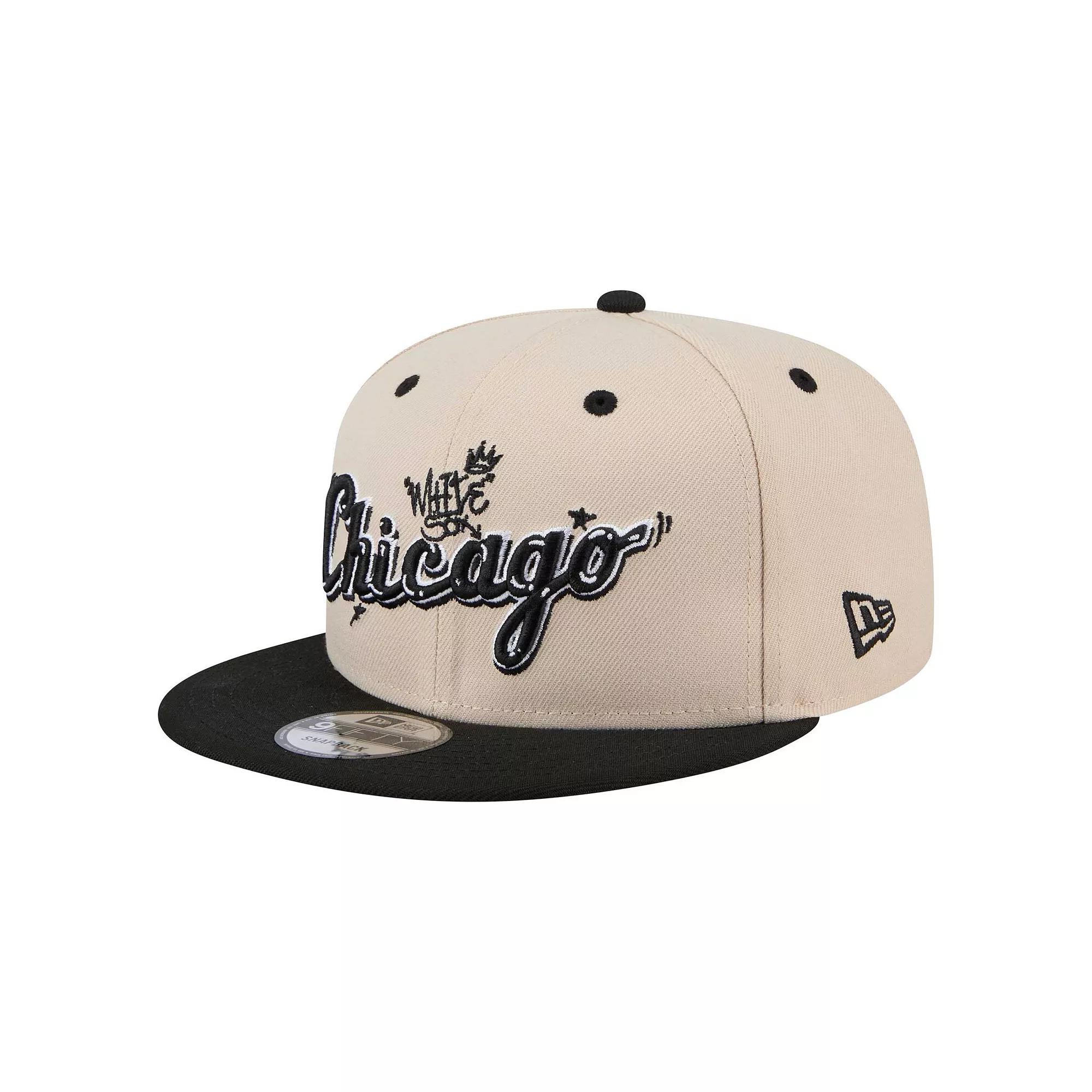 Men's New Era  Cream/Black Chicago White Sox Team Art 9FIFTY Snapback Hat, Beige Product Image