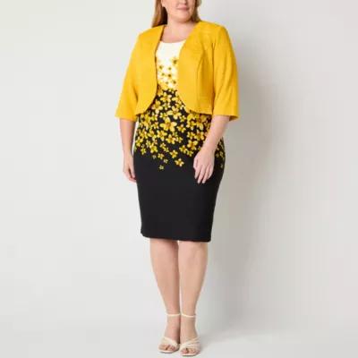 Maya Brooke Womens Floral Jacket Dress Plus Product Image