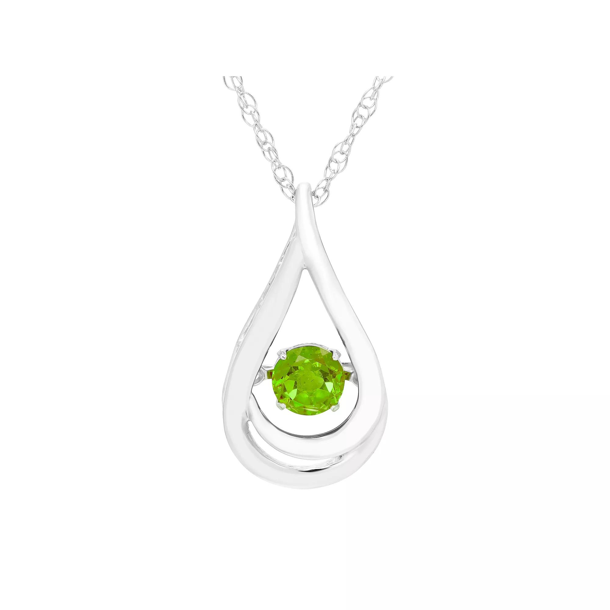 Boston Bay Diamonds Brilliance in Motion Sterling Silver Peridot Teardrop Pendant Necklace, Women's, Size: 18" Product Image