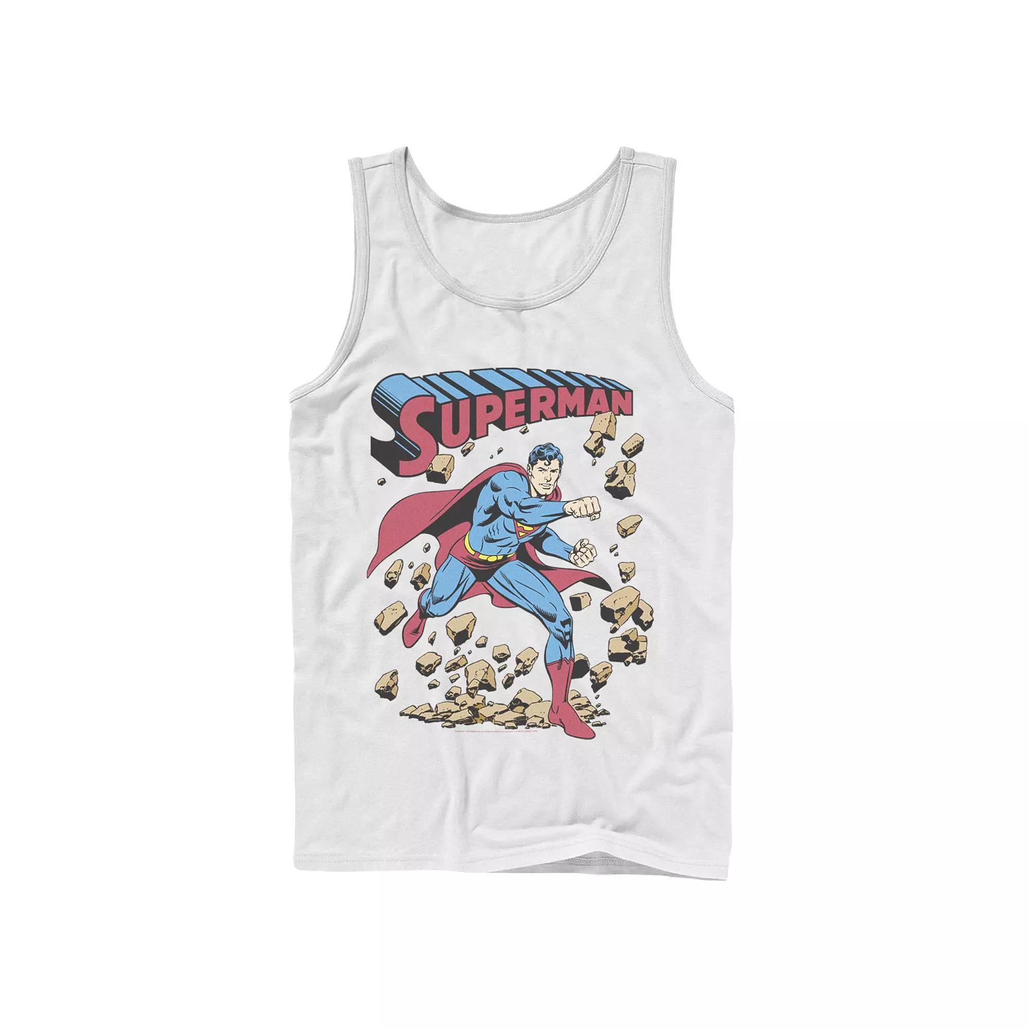 Men's DC Comics Superman Smash Rocks Vintage Poster Tank Top,  Product Image