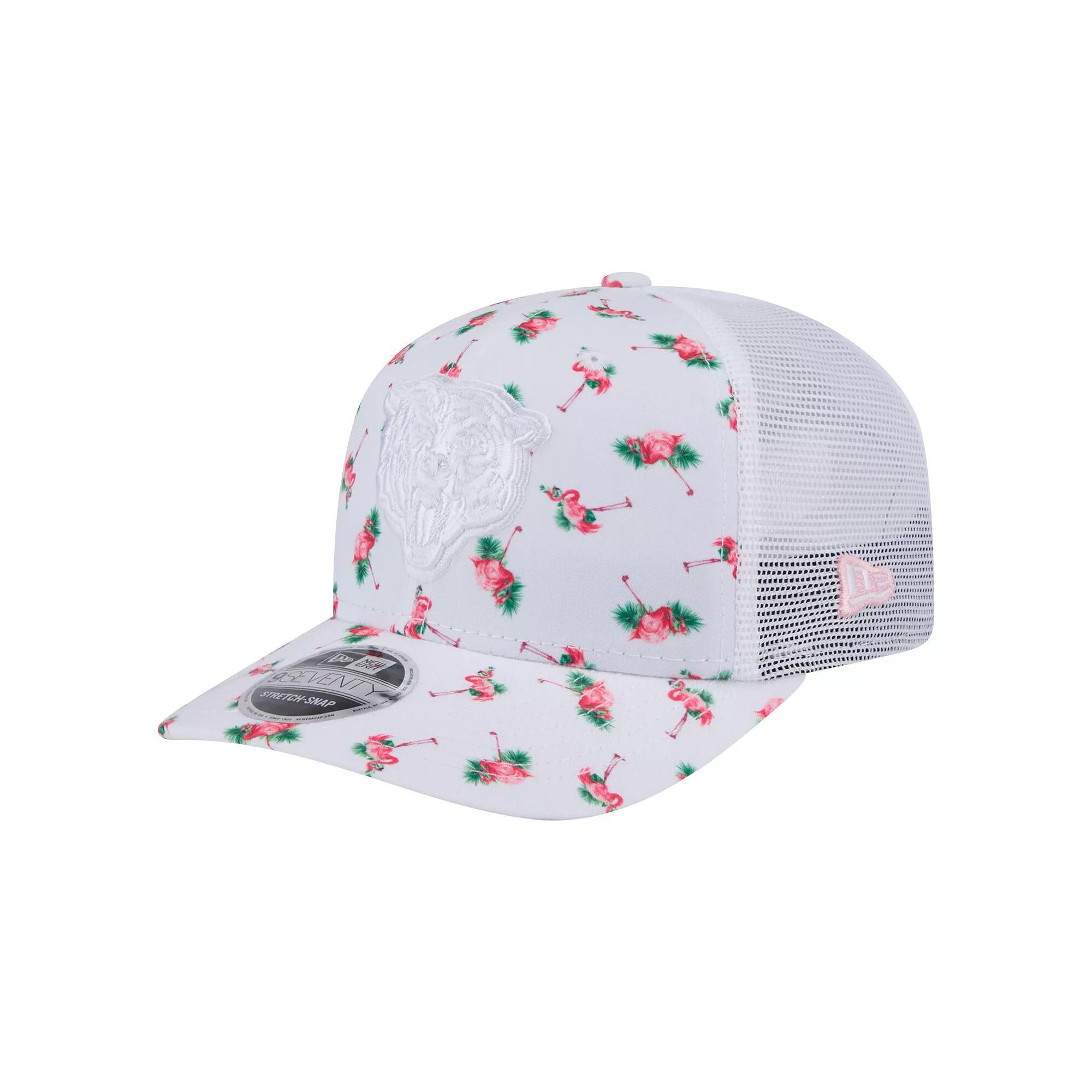 Men's New Era White Chicago Bears Adventure Flamingo Pattern 9SEVENTY Stretch-Snap Hat Product Image