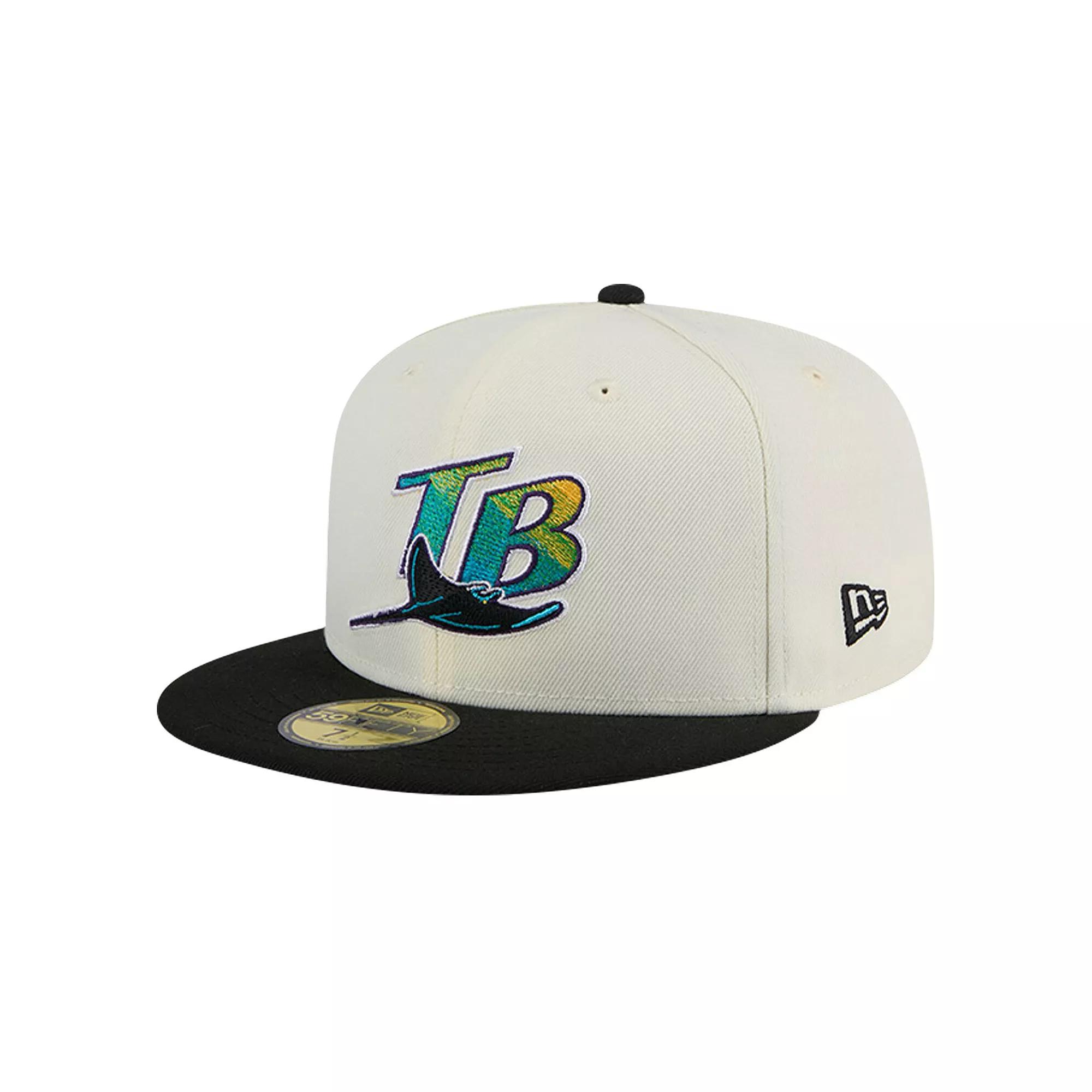 Men's New Era Cream Tampa Bay Rays Cooperstown Collection Chrome 59FIFTY Fitted Hat,  Product Image