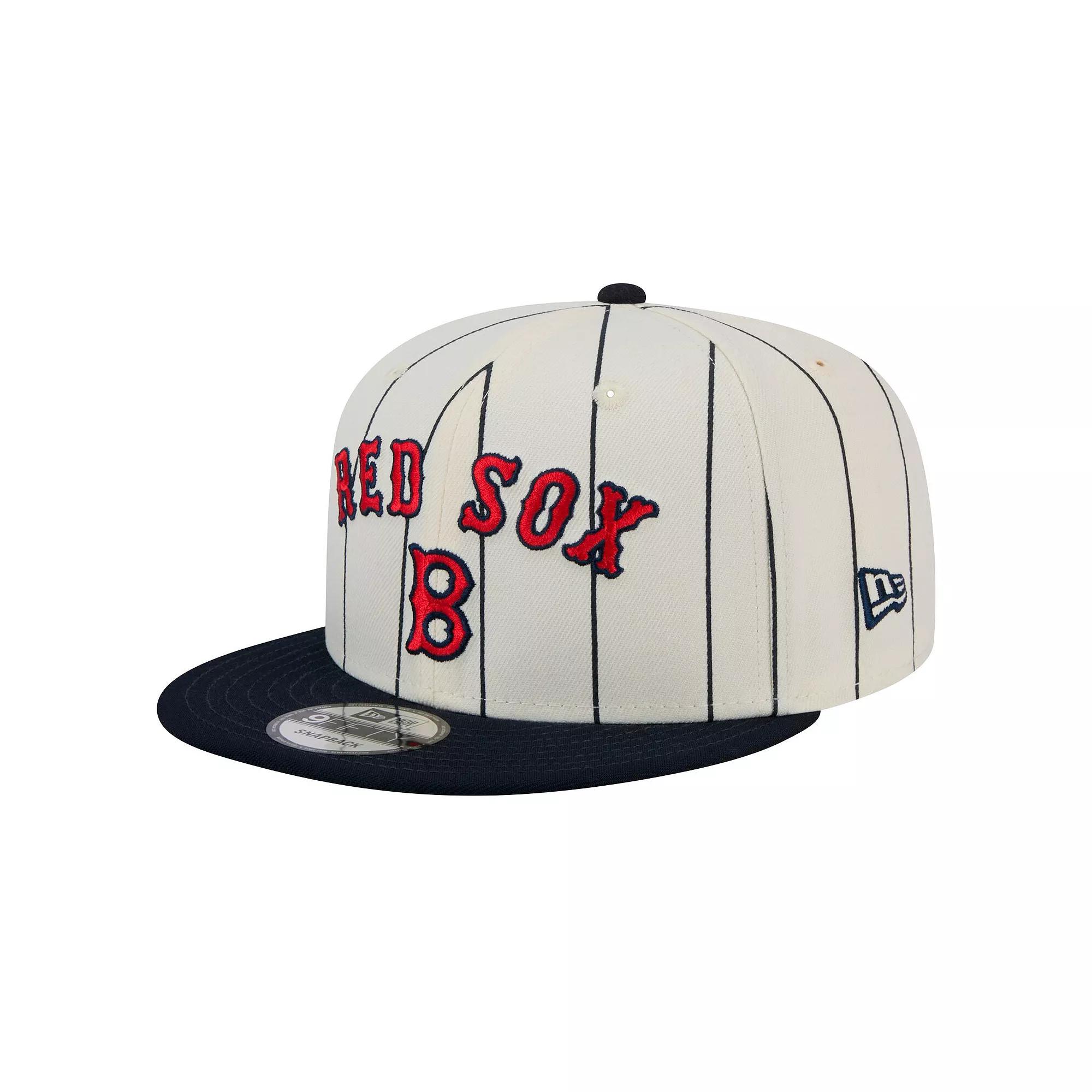 Men's New Era White Boston Red Sox Jersey Pinstripe 9FIFTY Snapback Hat, Beige Product Image