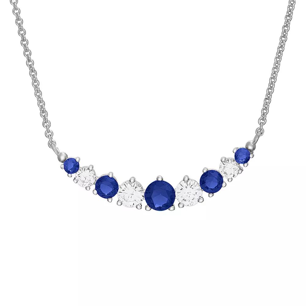 Sterling Silver Lab-Created Blue & White Sapphire Necklace, Womens Product Image