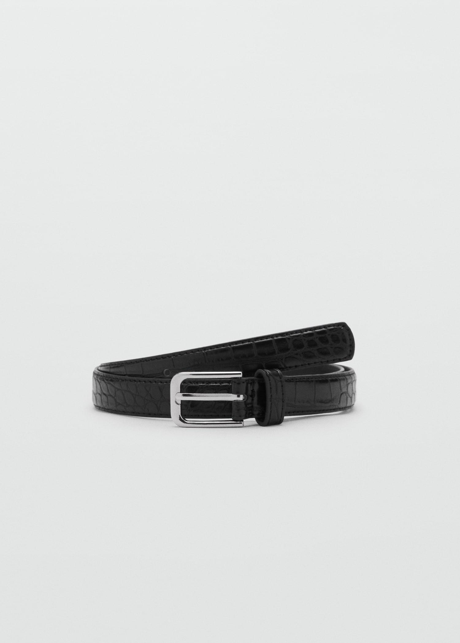 Fine croco leather-effect belt - Women | MANGO USA Product Image
