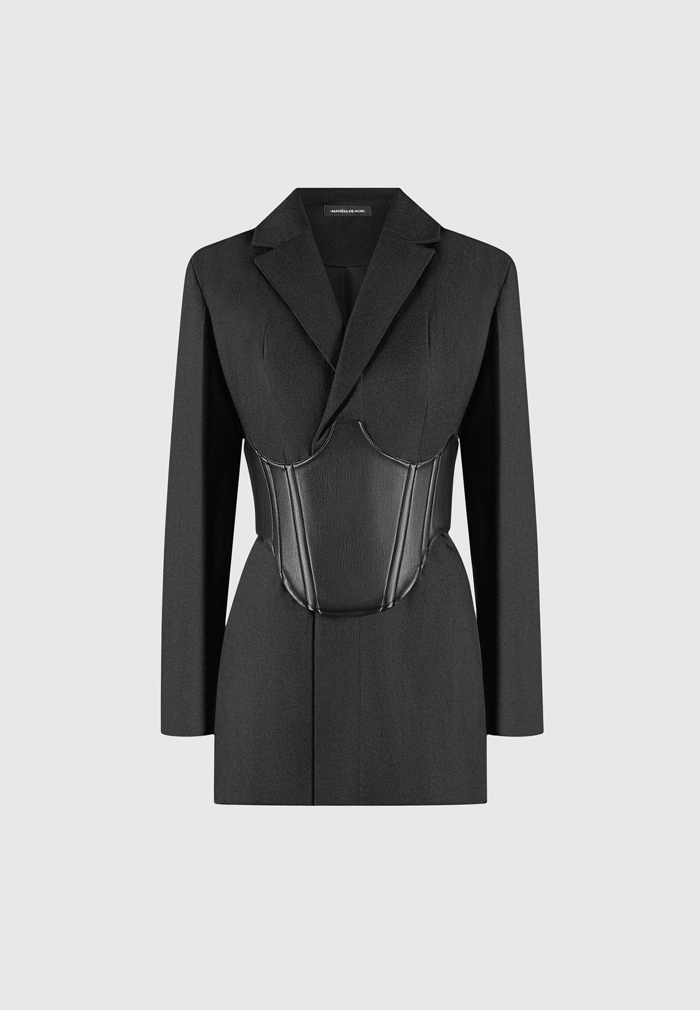 Tailored Blazer Dress with Reversible Corset - Black Female Product Image