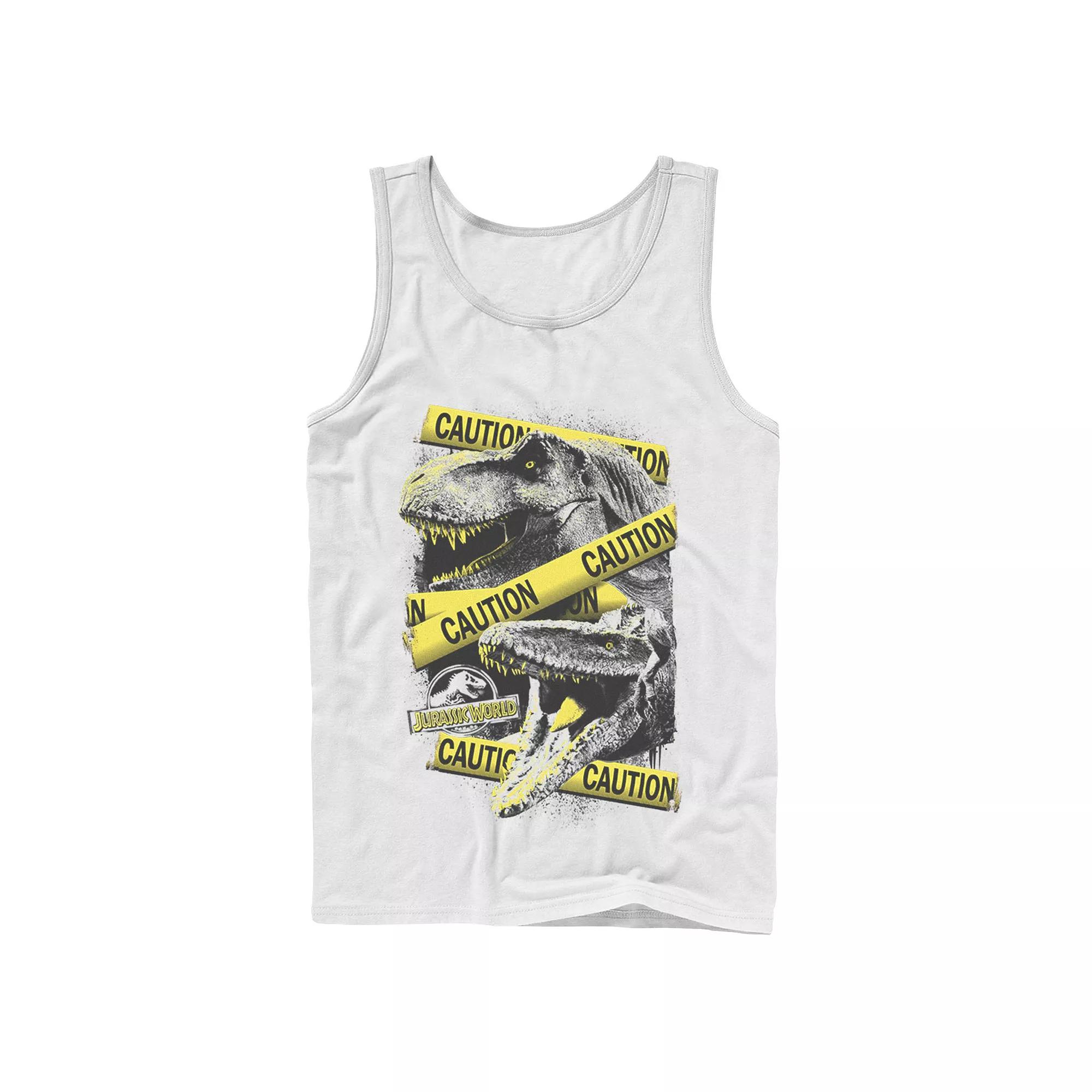 Men's Jurassic World Dinosaur Caution Splatter Tank Top,  Product Image