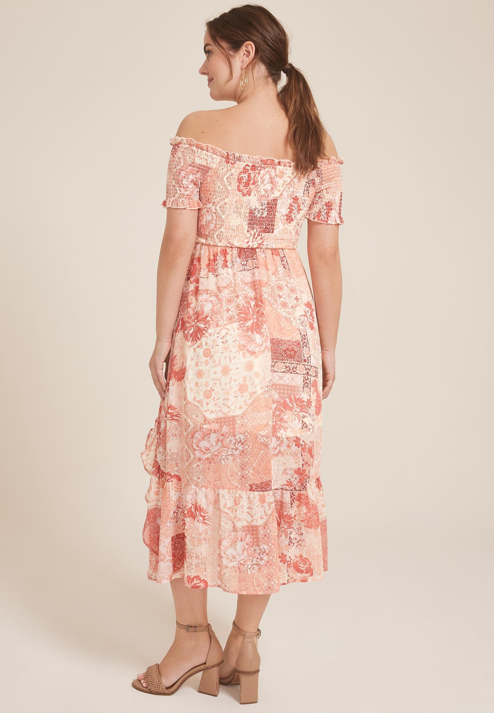 Off The Shoulder Smocked Midi Dress Product Image