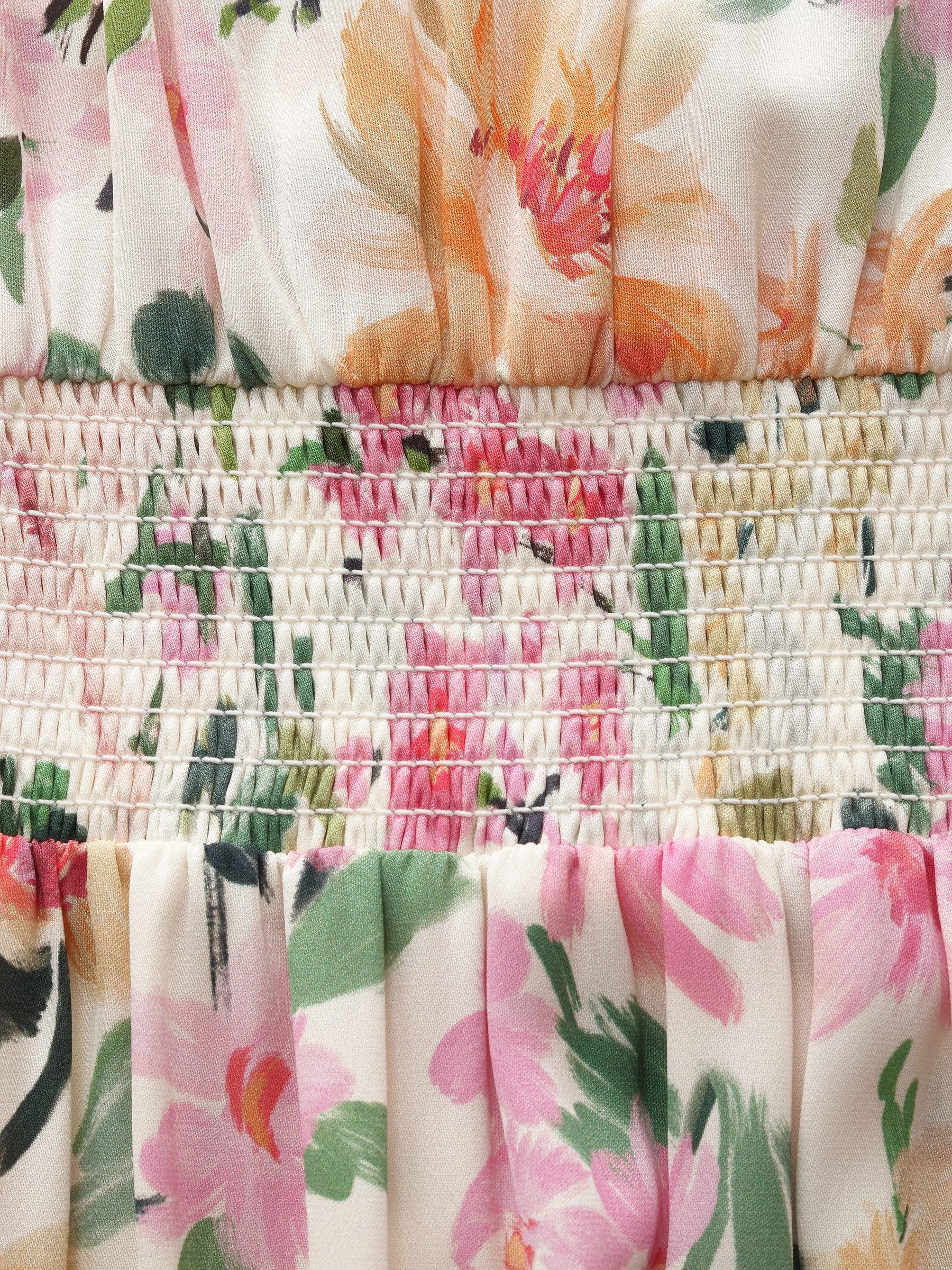 19MM Mulberry Silk Floral Print V-Neck Women Maxi Dress Product Image