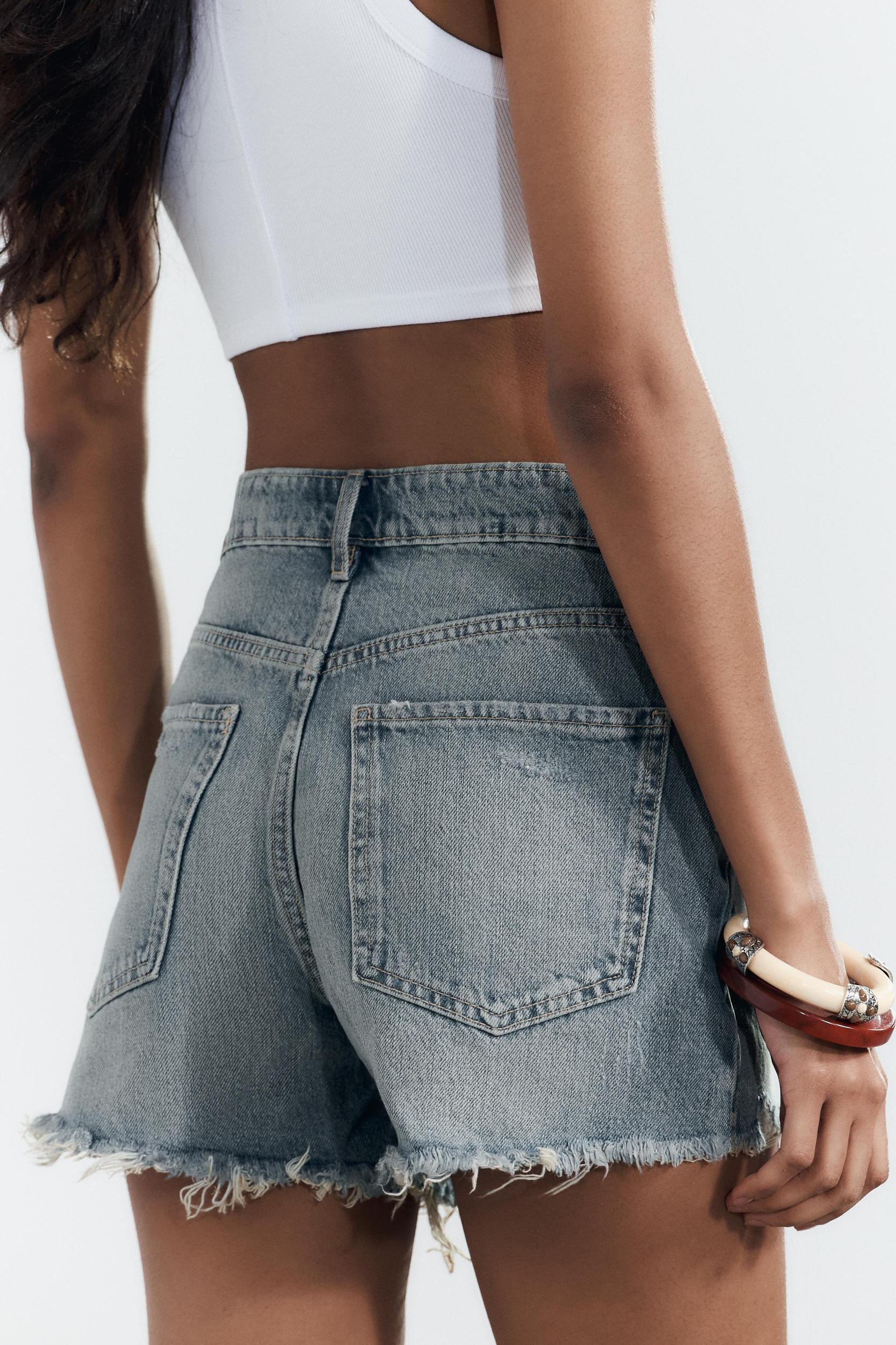 TRF RIPPED HIGH RISE DENIM SHORTS Product Image