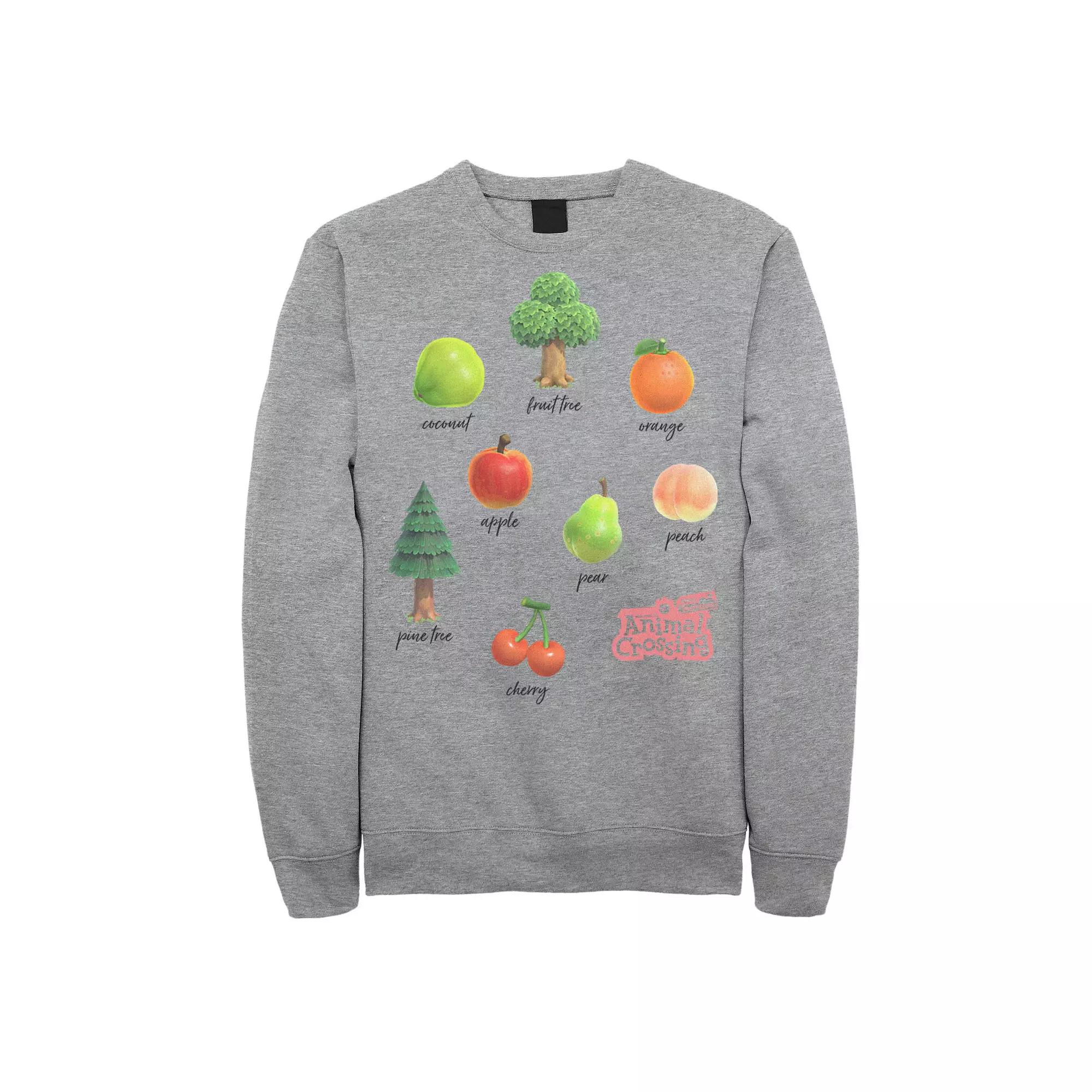 Men's Animal Crossing New Horizons Fruit And Trees Sweatshirt, Size: Large, Athletic Grey Product Image