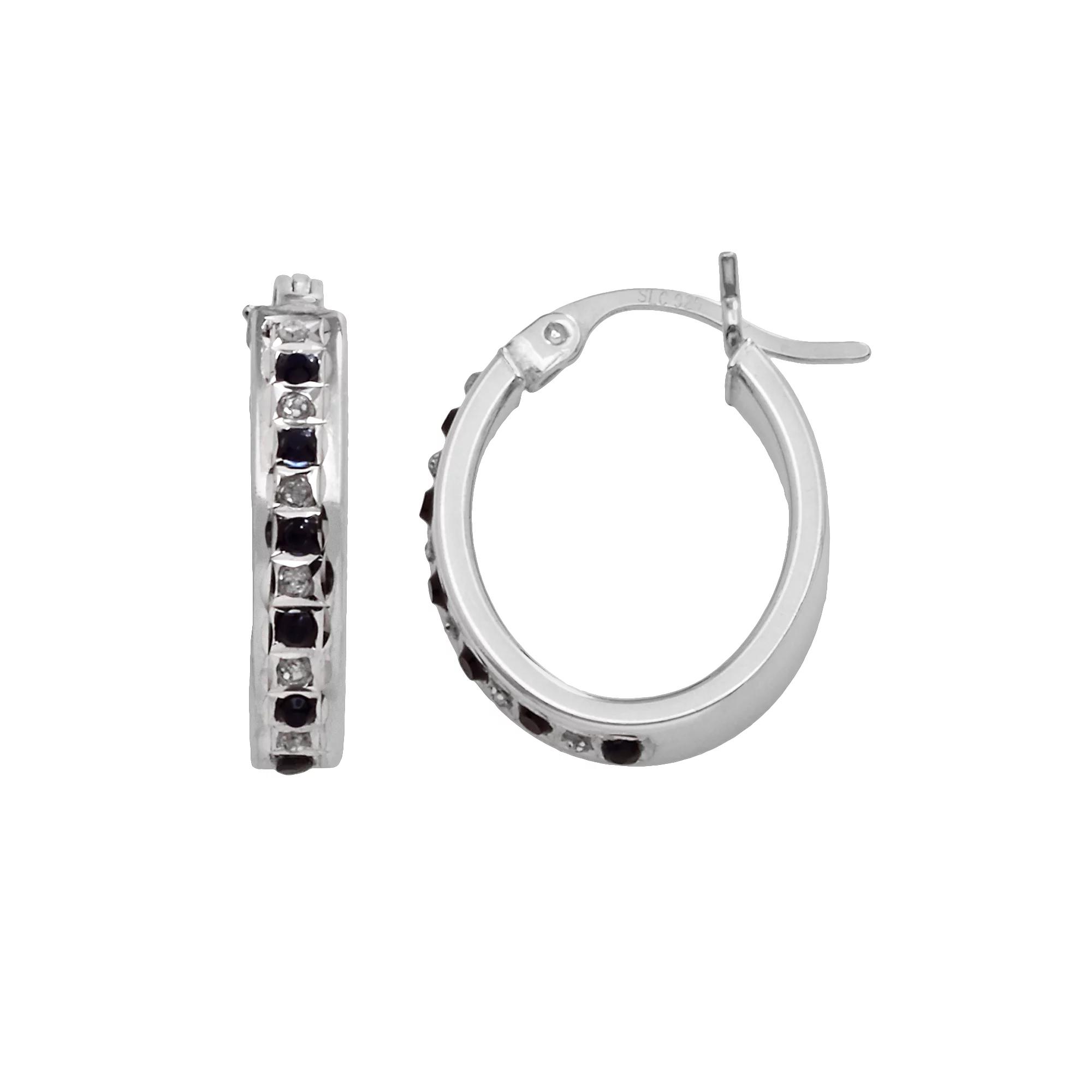 Diamond Mystique Sterling Silver Diamond Accent Oval Hoop Earrings, Women's Product Image