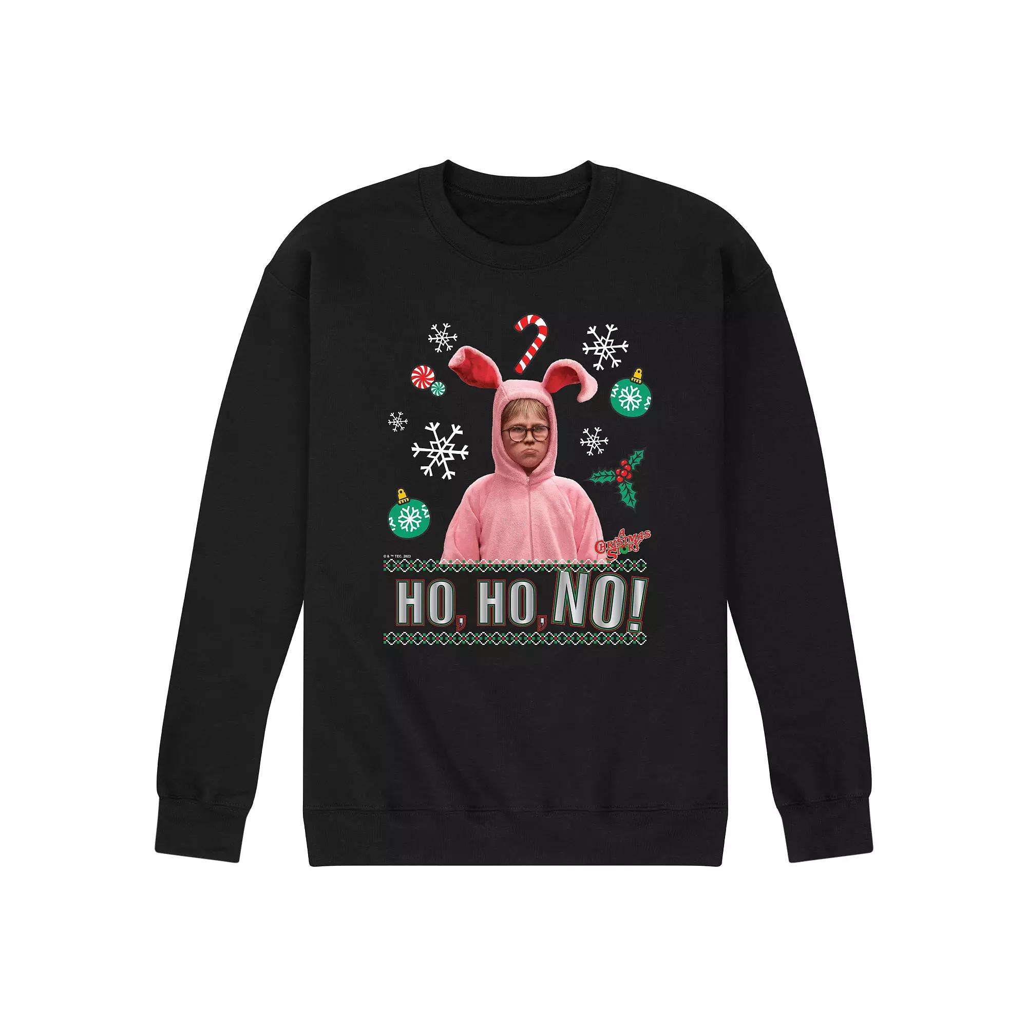 Men's A Christmas Story Pink Bunny Fleece Sweatshirt, Size: Medium, Black Product Image