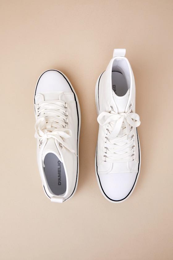 Eyekonn White High Top Platform Lace-Up Sneakers Product Image
