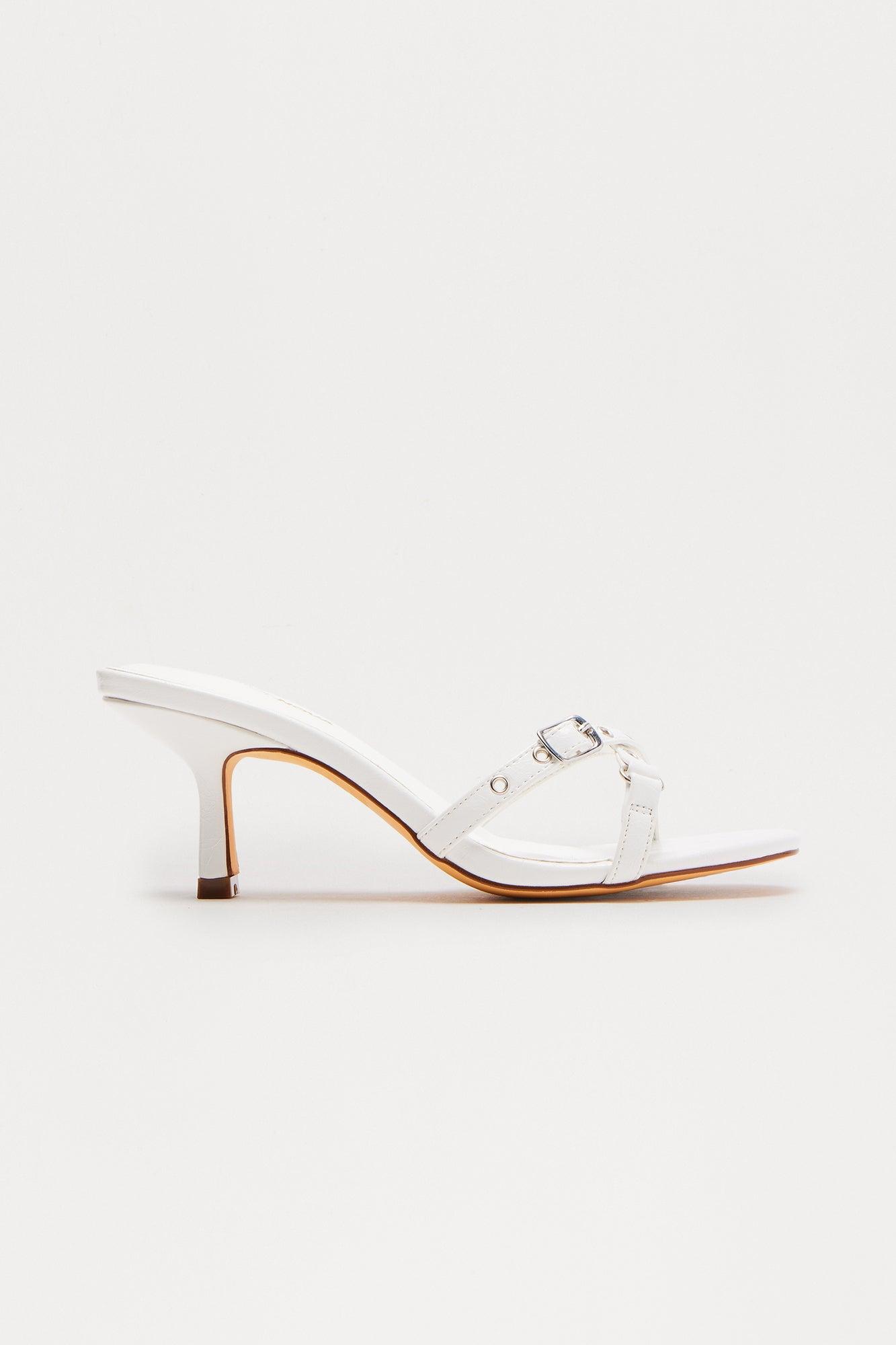 Astor Buckle Heels - White Product Image