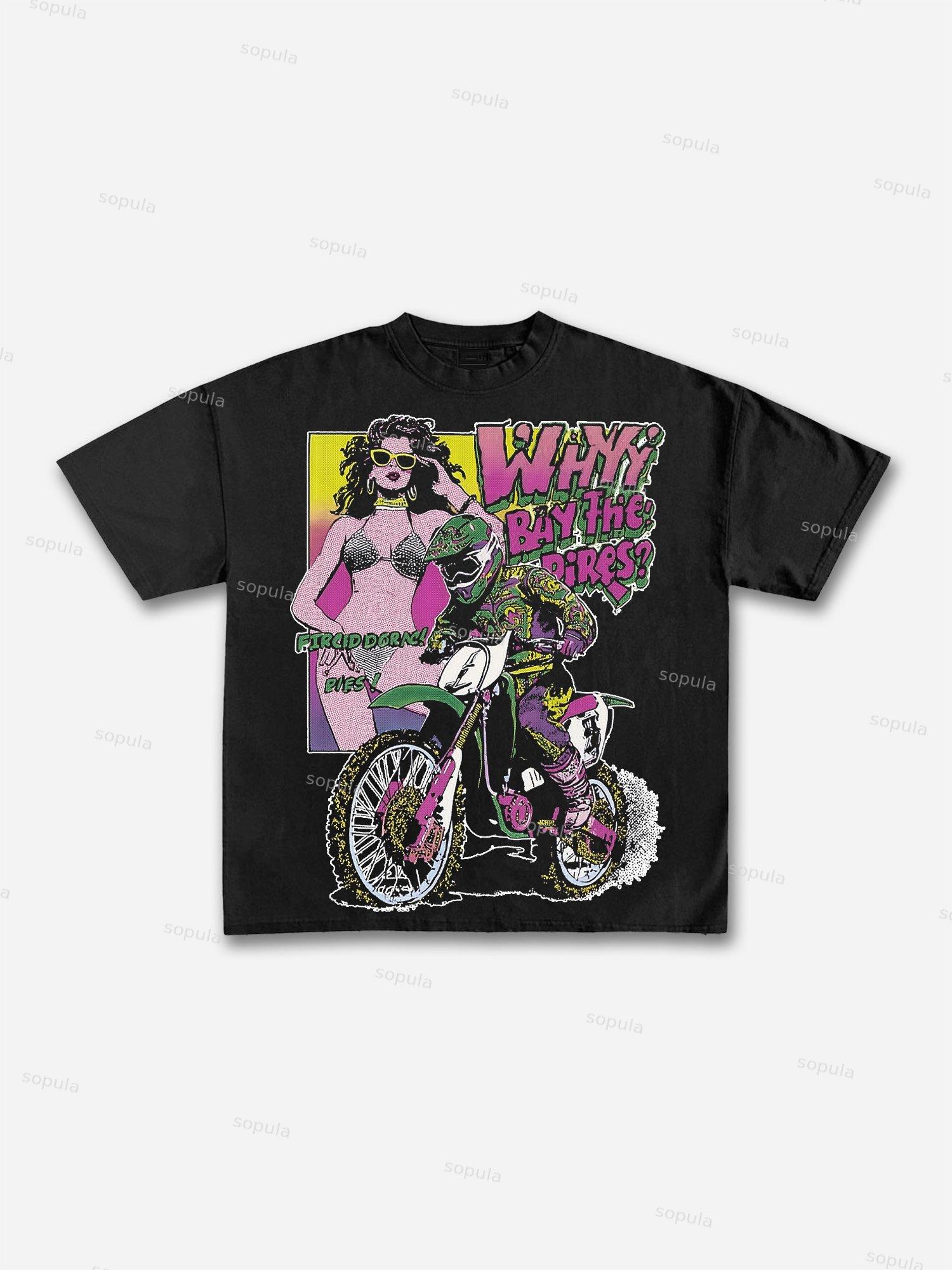 I Ride Dirt Bikes For The Babes Cotton T-shirt Product Image