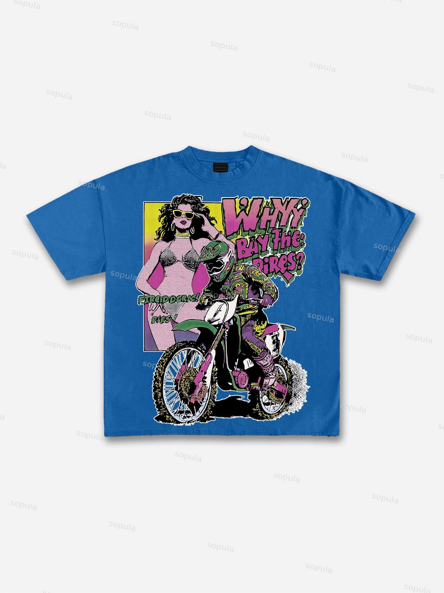 I Ride Dirt Bikes For The Babes Cotton T-shirt Product Image