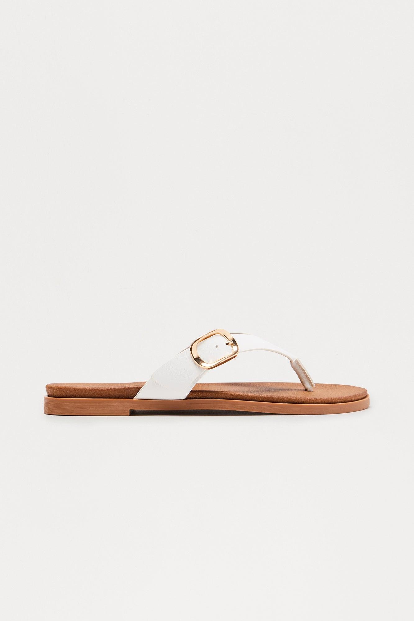 Dott Buckle Flip Flops - White Female Product Image