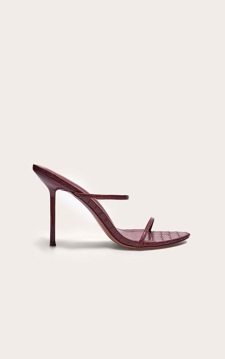 PLT Label Burgundy Croc Faux Leather Barely There Point Toe High Heels Product Image