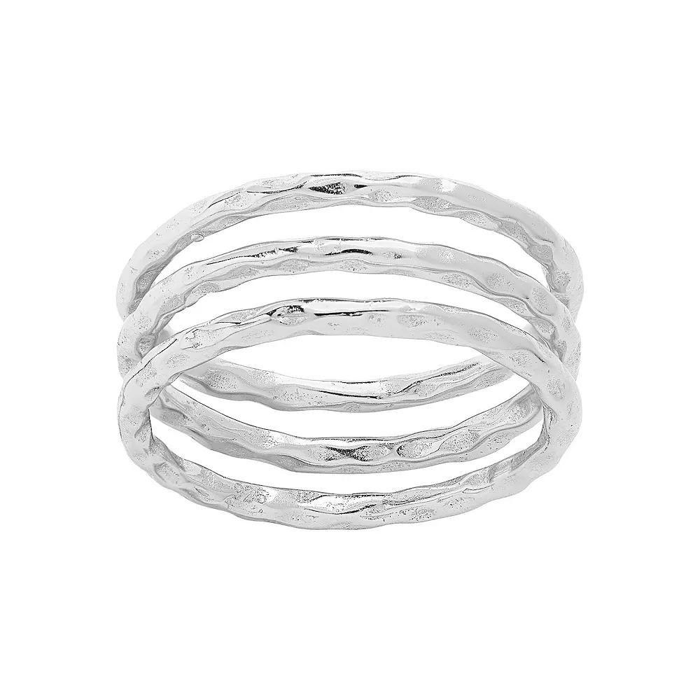 MC Collective Textured Triple Band Ring Set, Women's, Size: 7, Silver Tone Product Image
