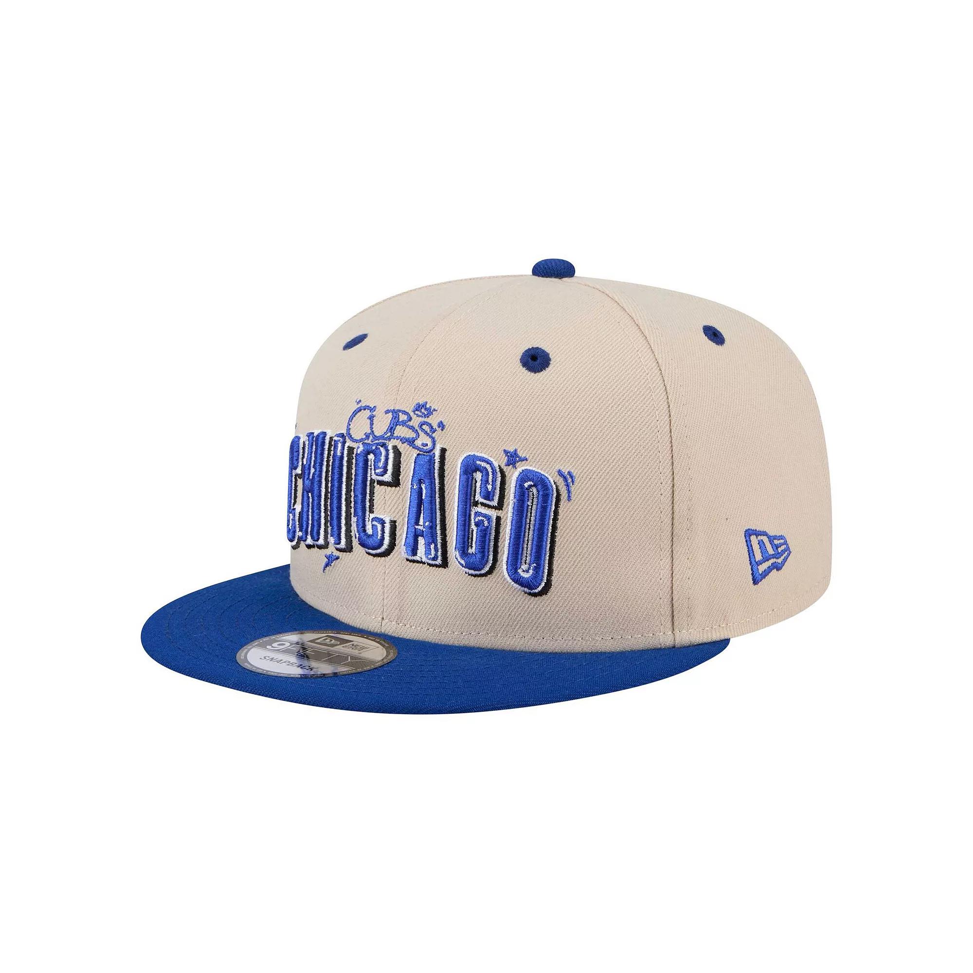 Men's New Era Cream/Royal Chicago Cubs Team Art 9FIFTY Snapback Hat, Beige Product Image