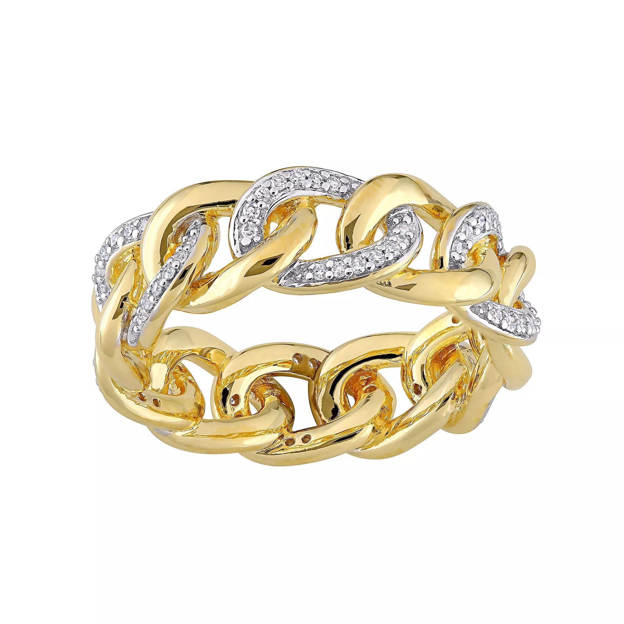 Stella Grace 18k Gold Over Silver 1/4 Carat T.W. Diamond Chain Ring, Women's, Size: 5, Gold Tone Product Image