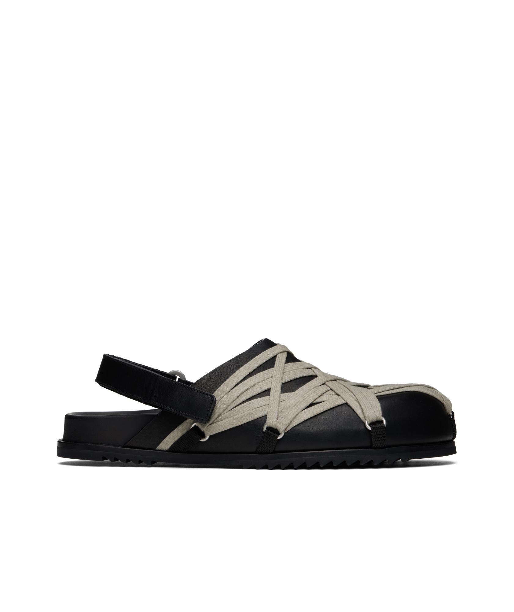 RICK OWENS Leather Loafers With Crisscross Detail In Black Product Image