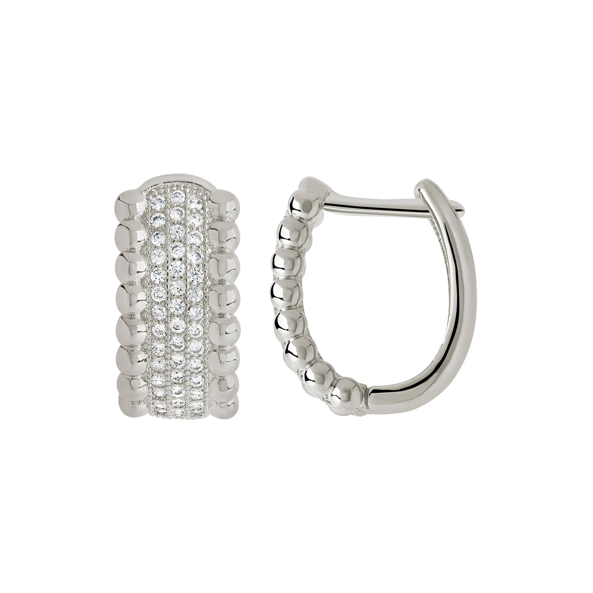 MC Collective Cubic Zirconia Ellerie Micro Hoop Earrings, Women's, Silver Tone Product Image