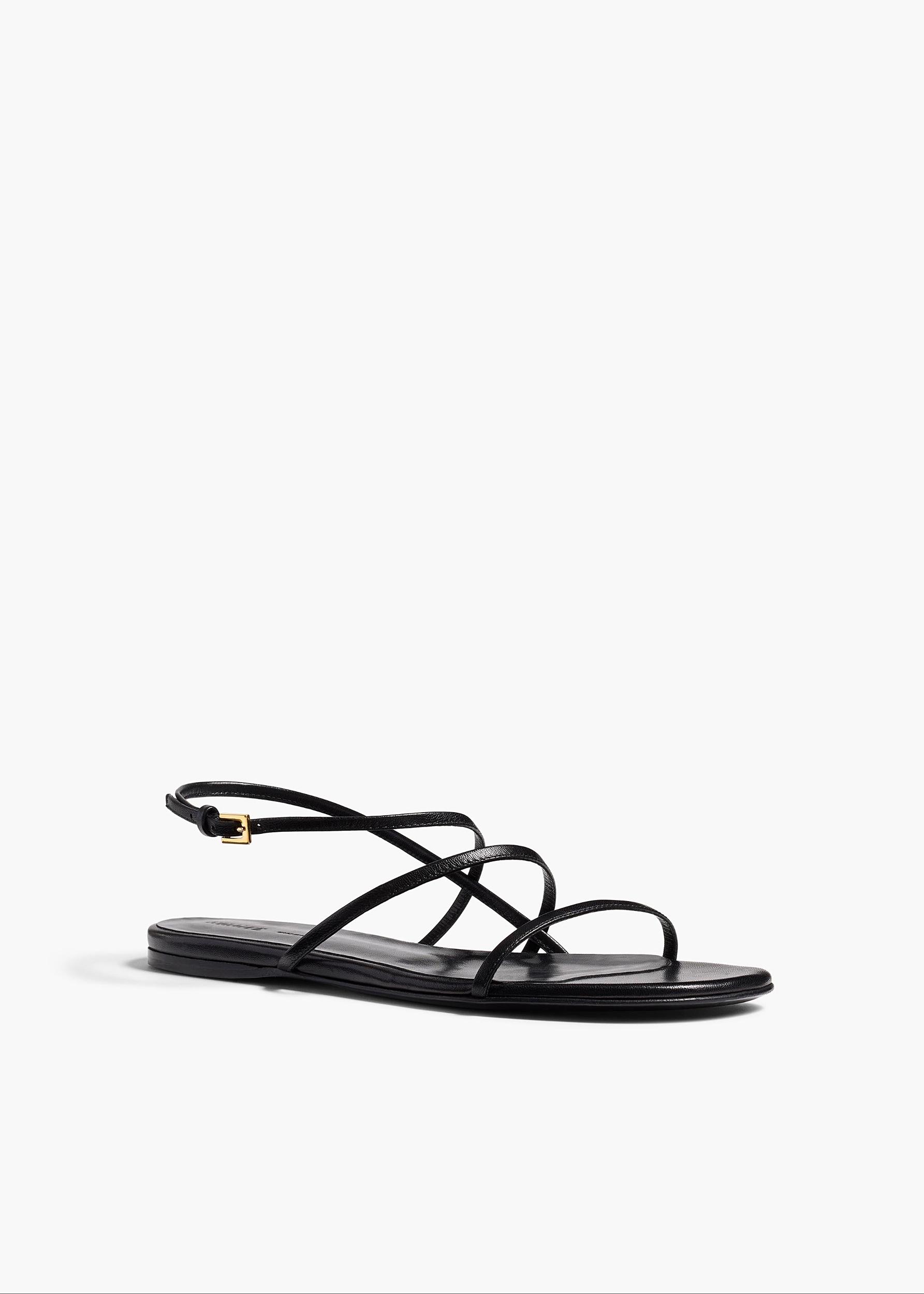 Loop Flat Sandal in Black Leather Product Image