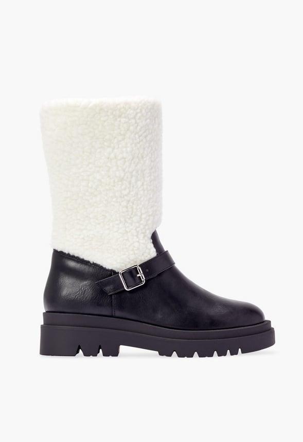 JustFab Margaux Platform Loafer Pump Womens Black/ White Size 8.5 Product Image