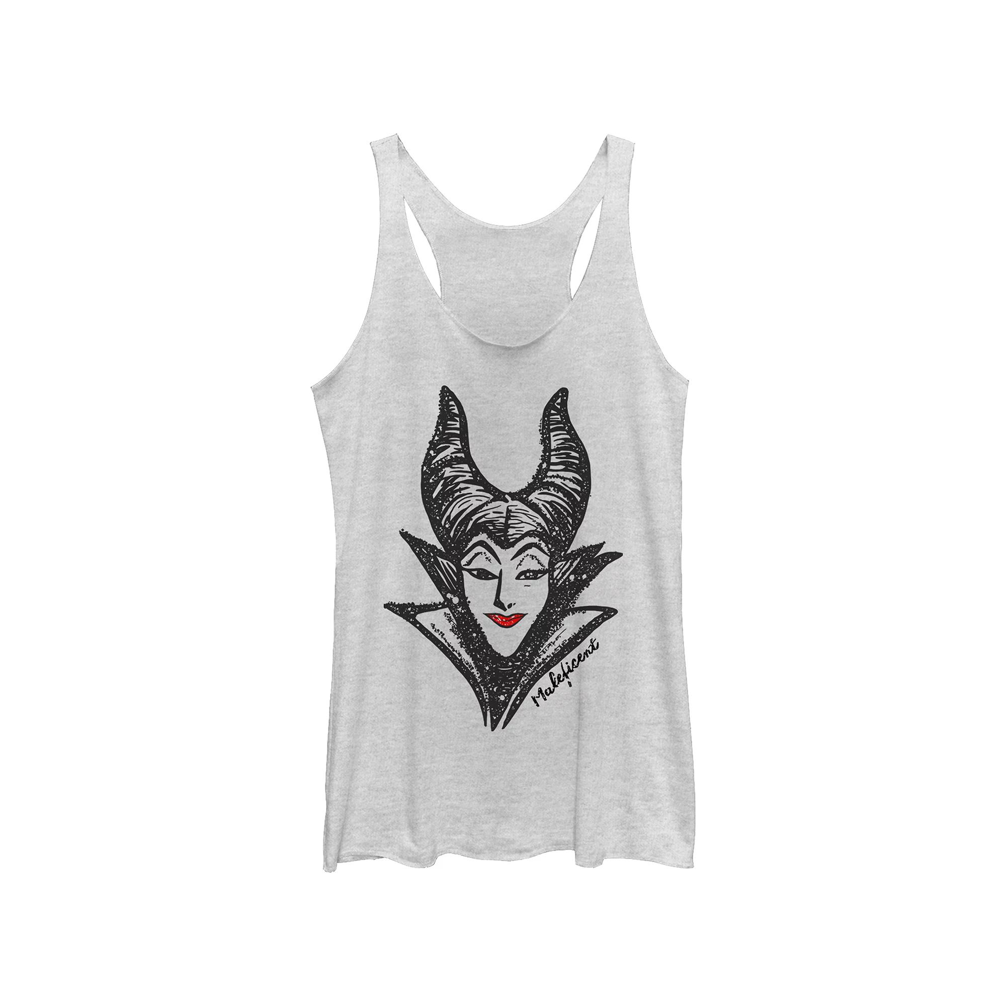 Disney Villains Sleeping Beauty Maleficent Head Sketch Juniors' Tri-Blend Racerback Tank Top, Girl's,  Product Image