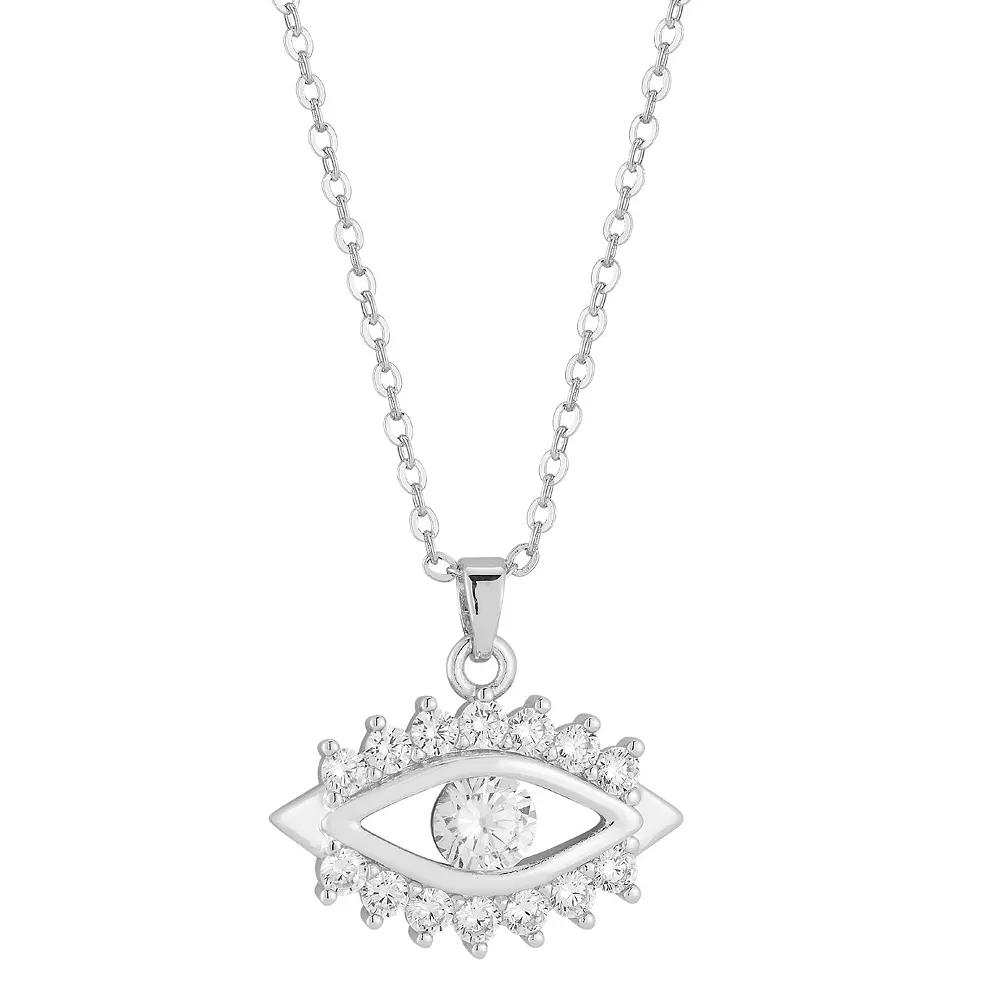 Cubic Zirconia Eye Pendant Necklace, Women's, Size: 20", Silver Tone Product Image