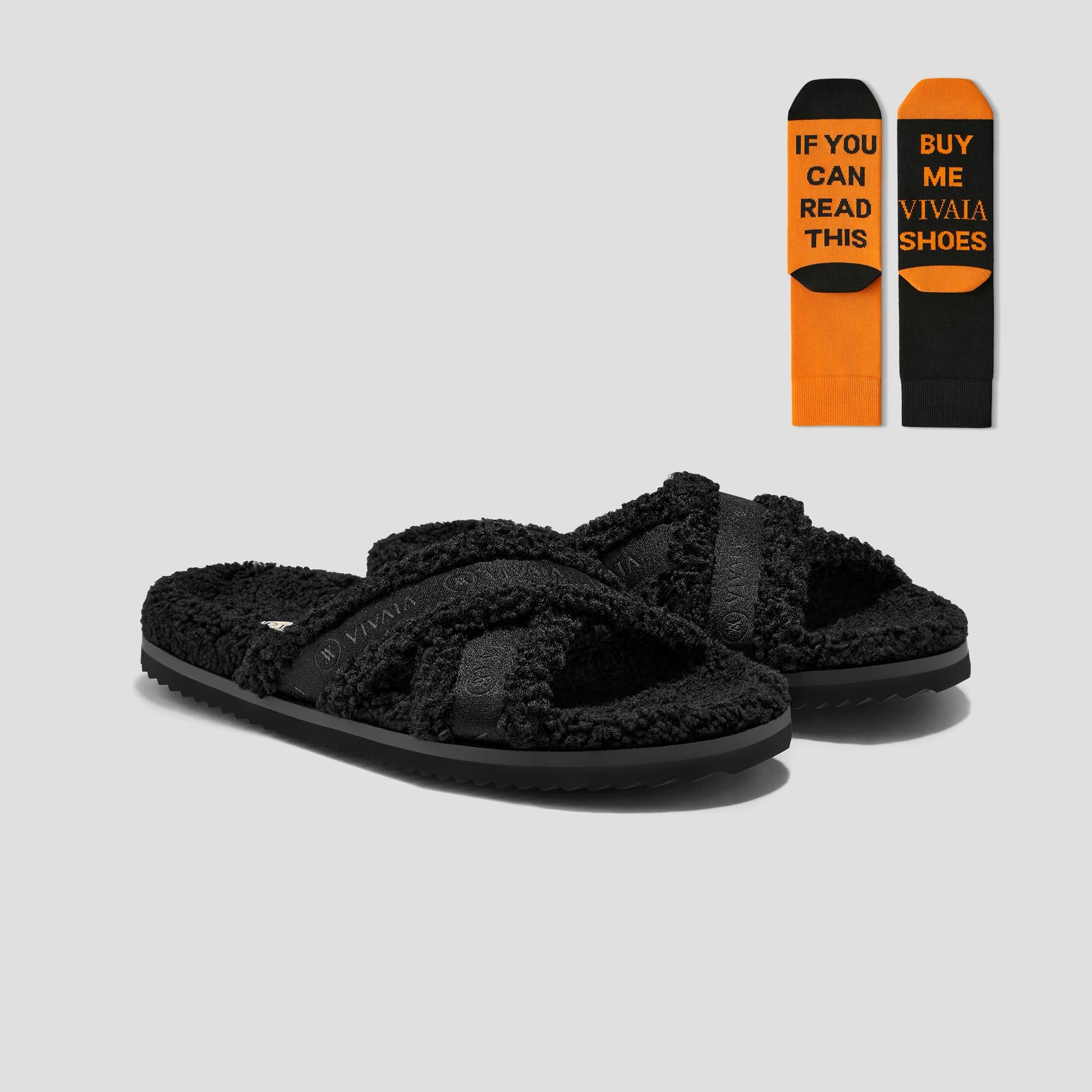 Furry Criss-Cross Strap Slippers (Hannah) Product Image