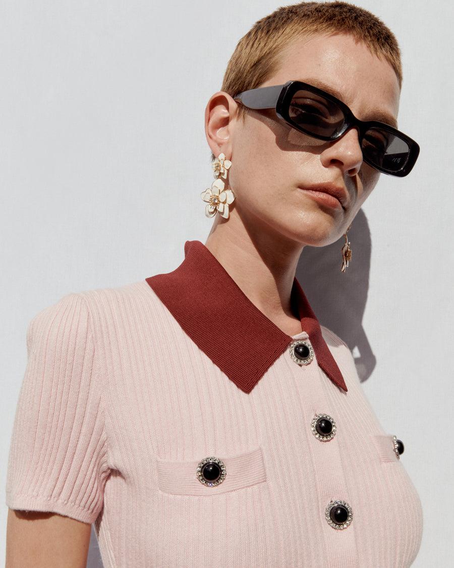 Enamel Flower Tiered Earrings Product Image