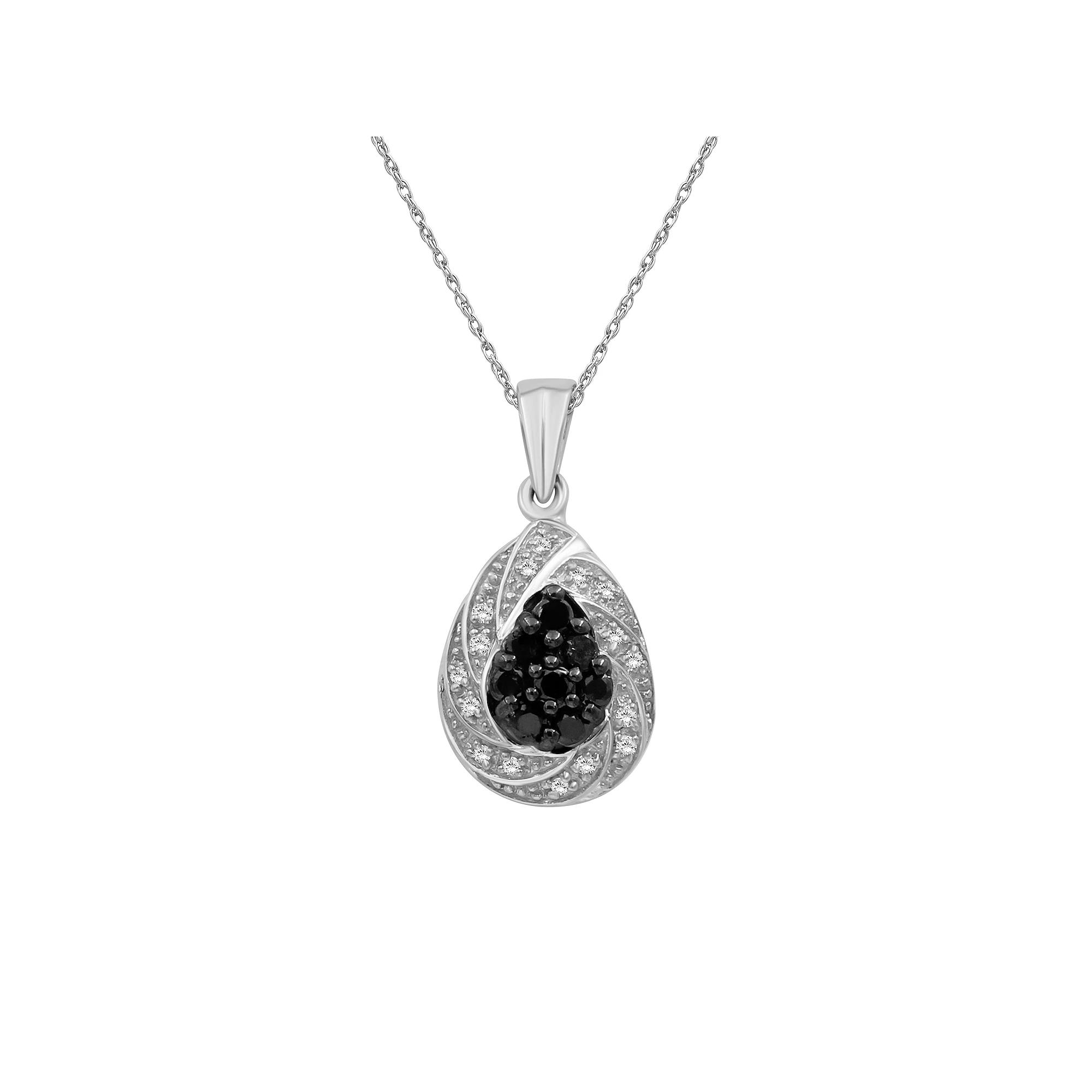 Jewelexcess Sterling Silver 1/4 Carat T.W. Black & White Diamond Pendant Necklace, Women's, Size: 18" Product Image