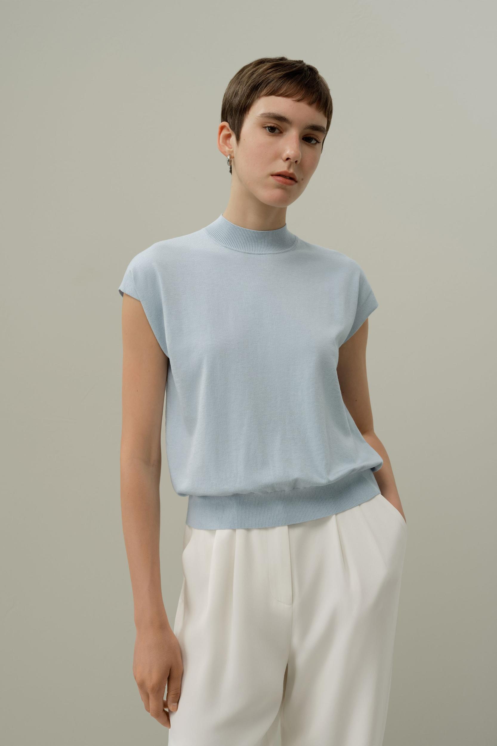 Mockneck Silk Cotton Blend Top Product Image