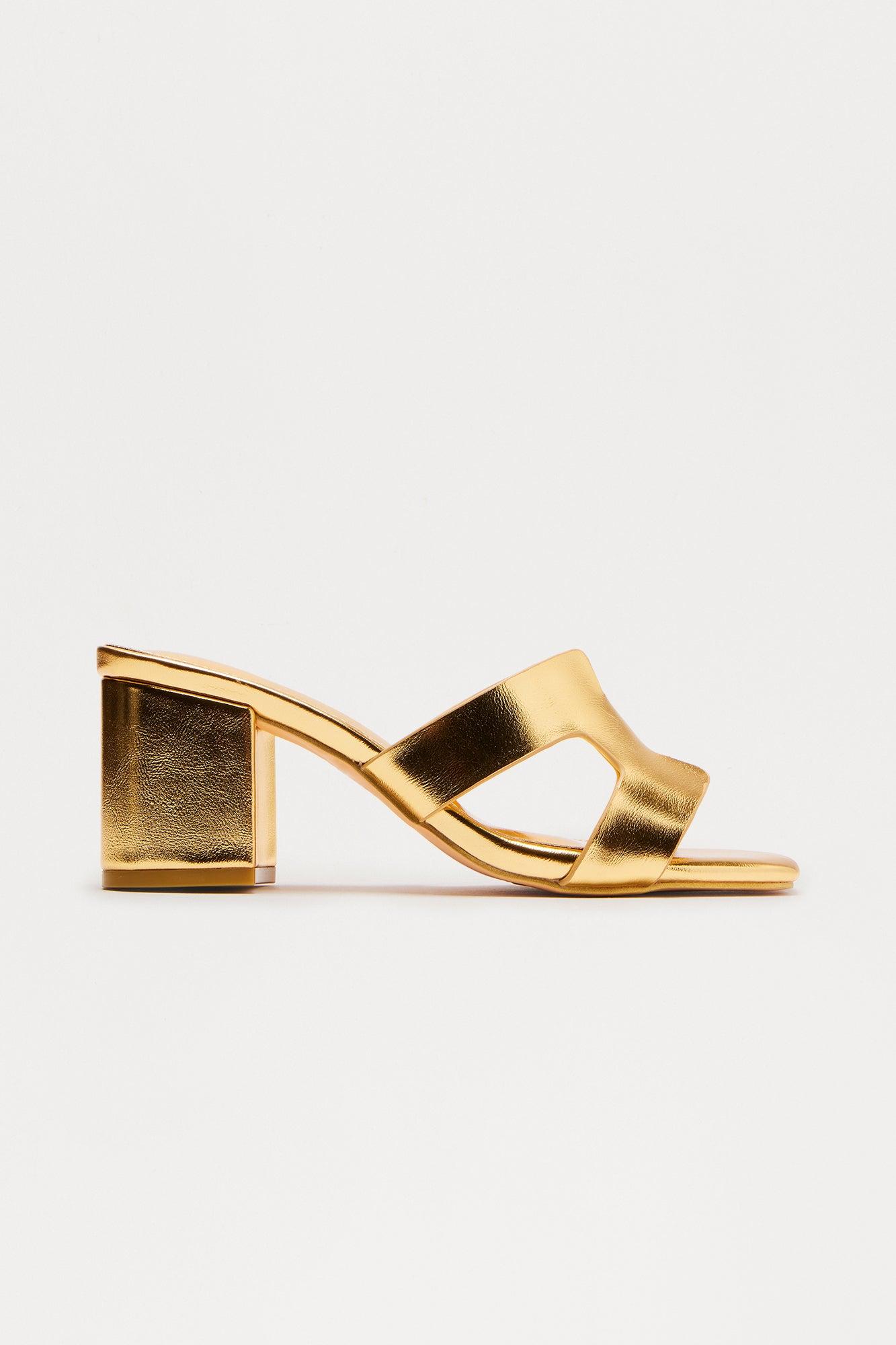 Hermosa Block Heel Mules - Gold Female Product Image