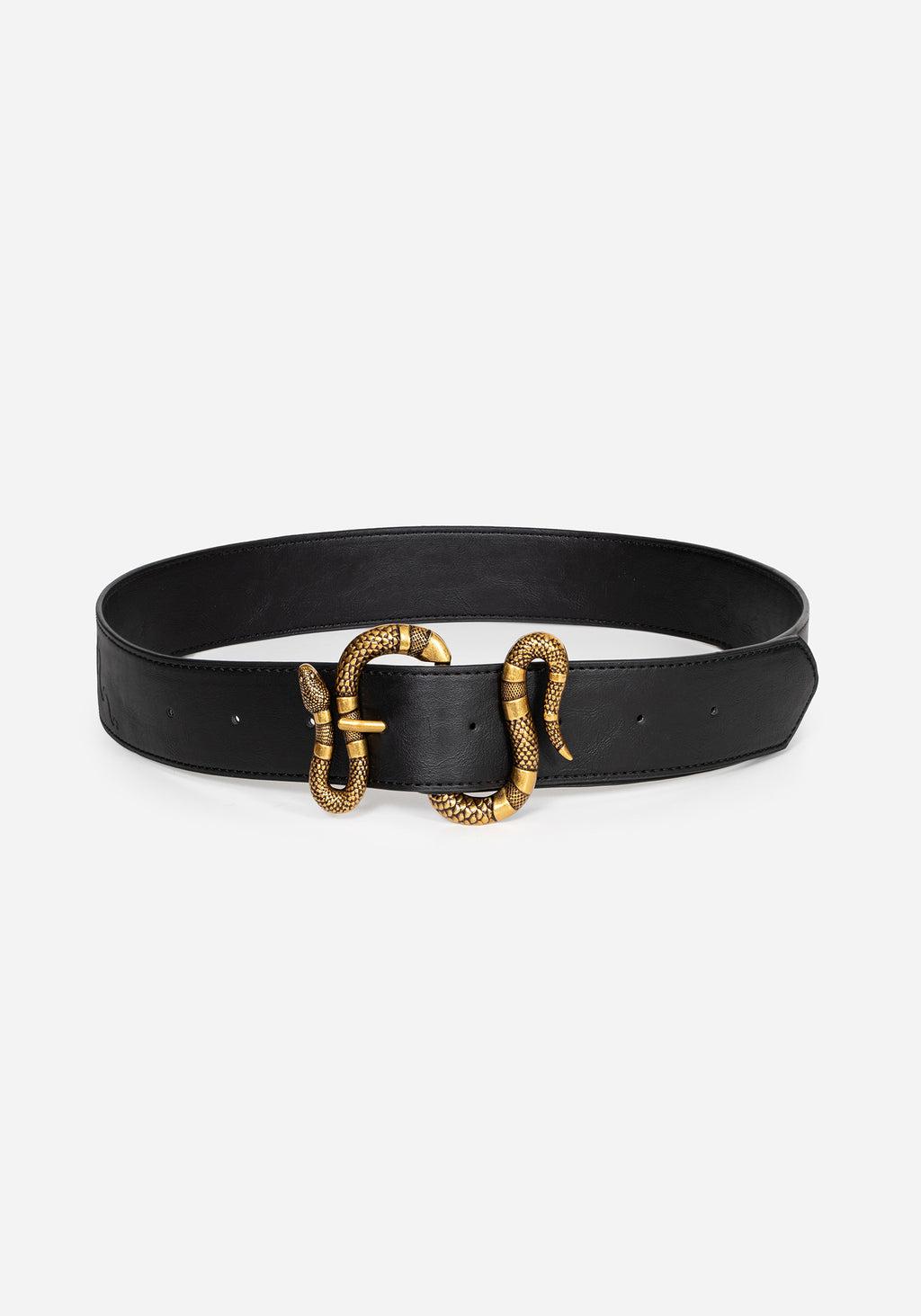 Mamba Debossed Belt With Snake Buckle - Brass Product Image