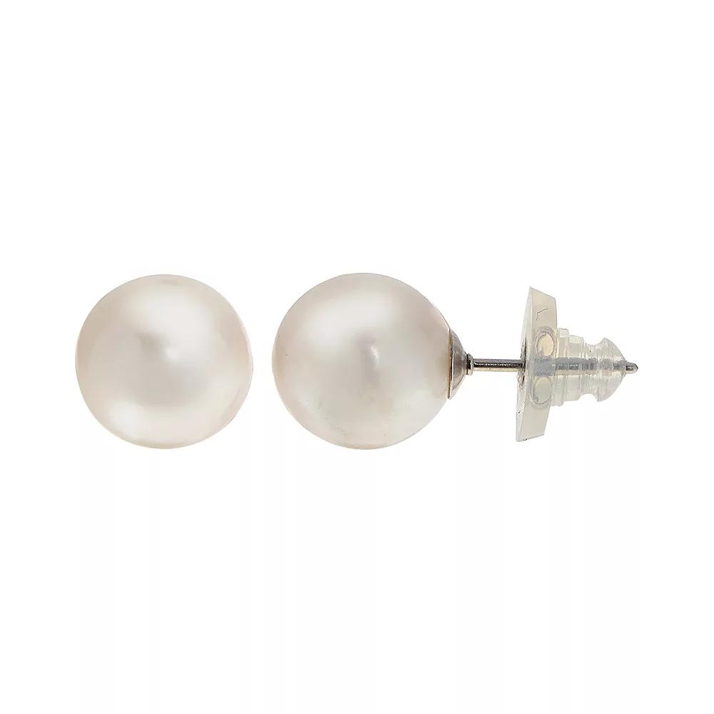 Womens PearLustre by Imperial Sterling Silver 10mm Freshwater Cultured Pearl Stud Earrings, Women's Product Image