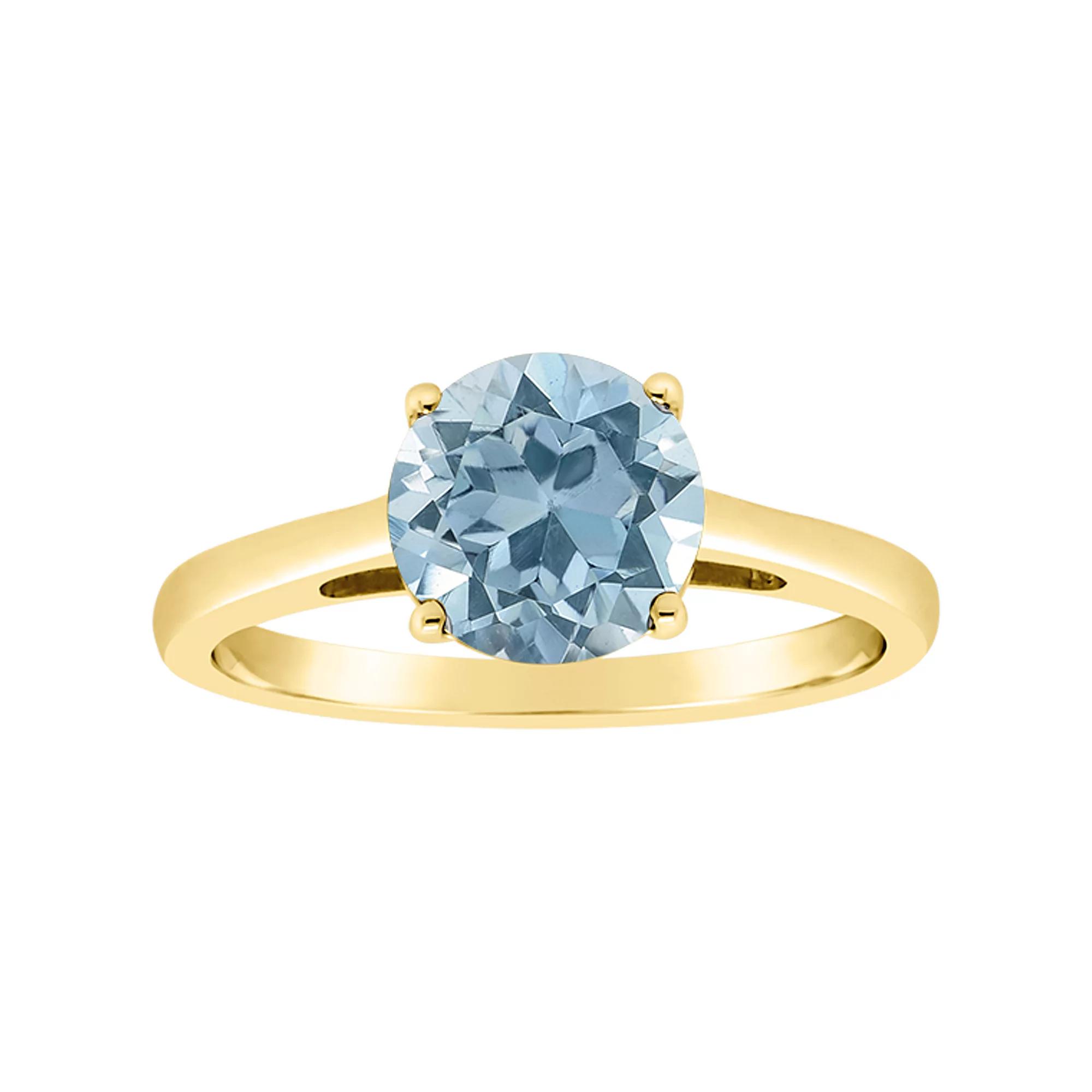 Alyson Layne 14k Gold Round Sky Blue Topaz Solitaire Ring, Women's, Size: 7, 14k White Gold Product Image