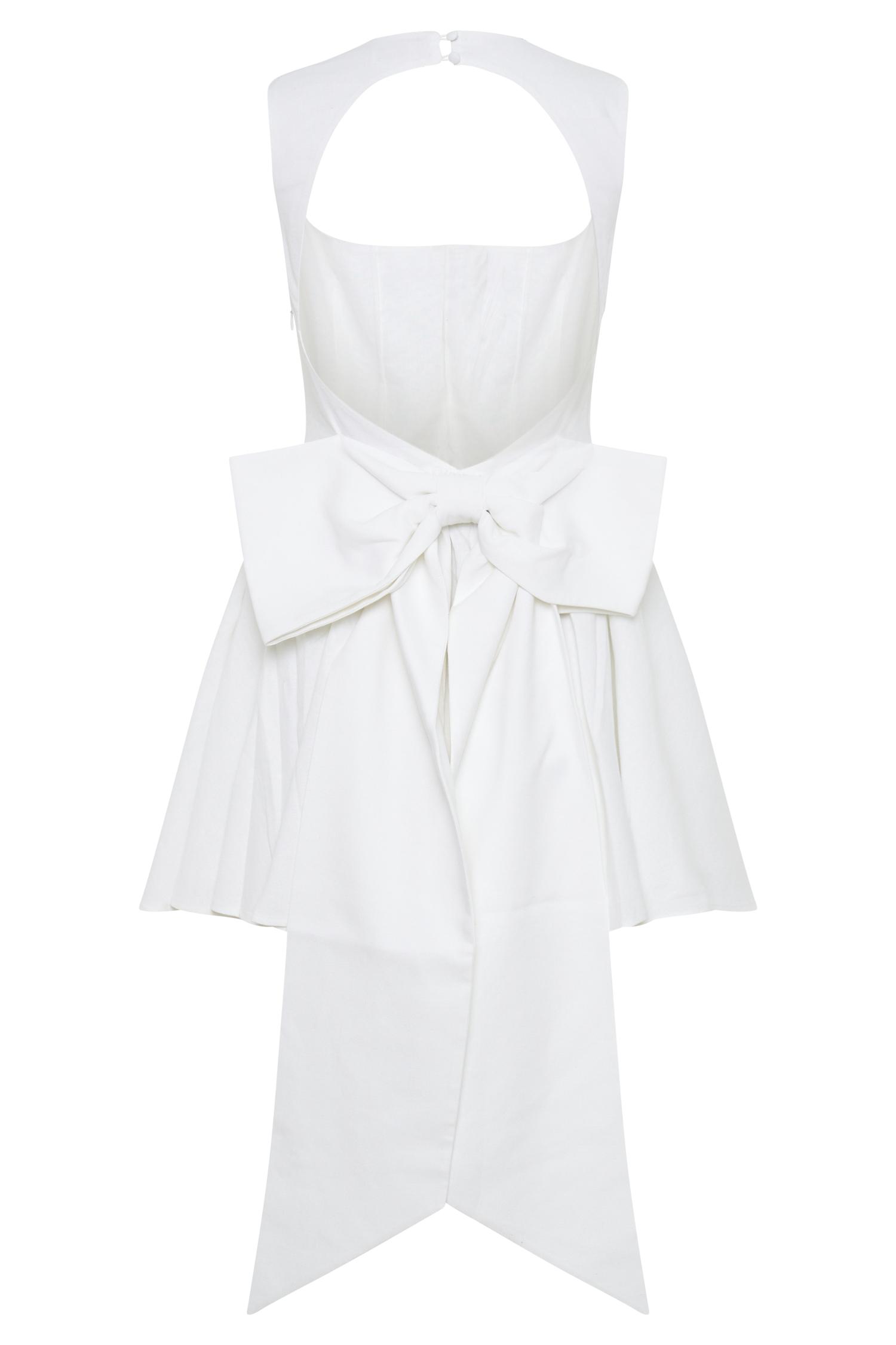 Marcella Linen Bow Back Mini Dress - White Product Image