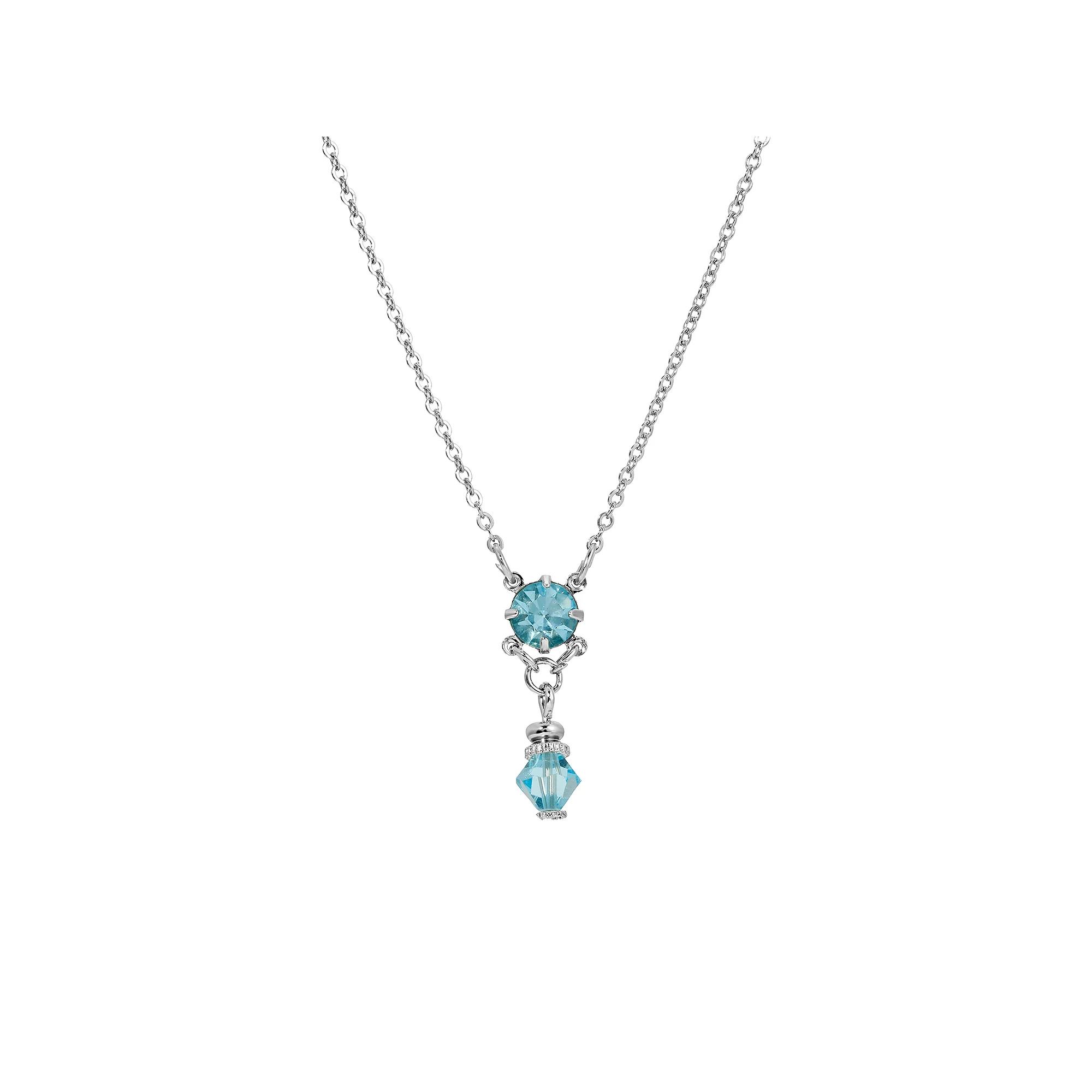 1928 Silver Tone Crystal Bead Y-Necklace, Womens, Blue Product Image