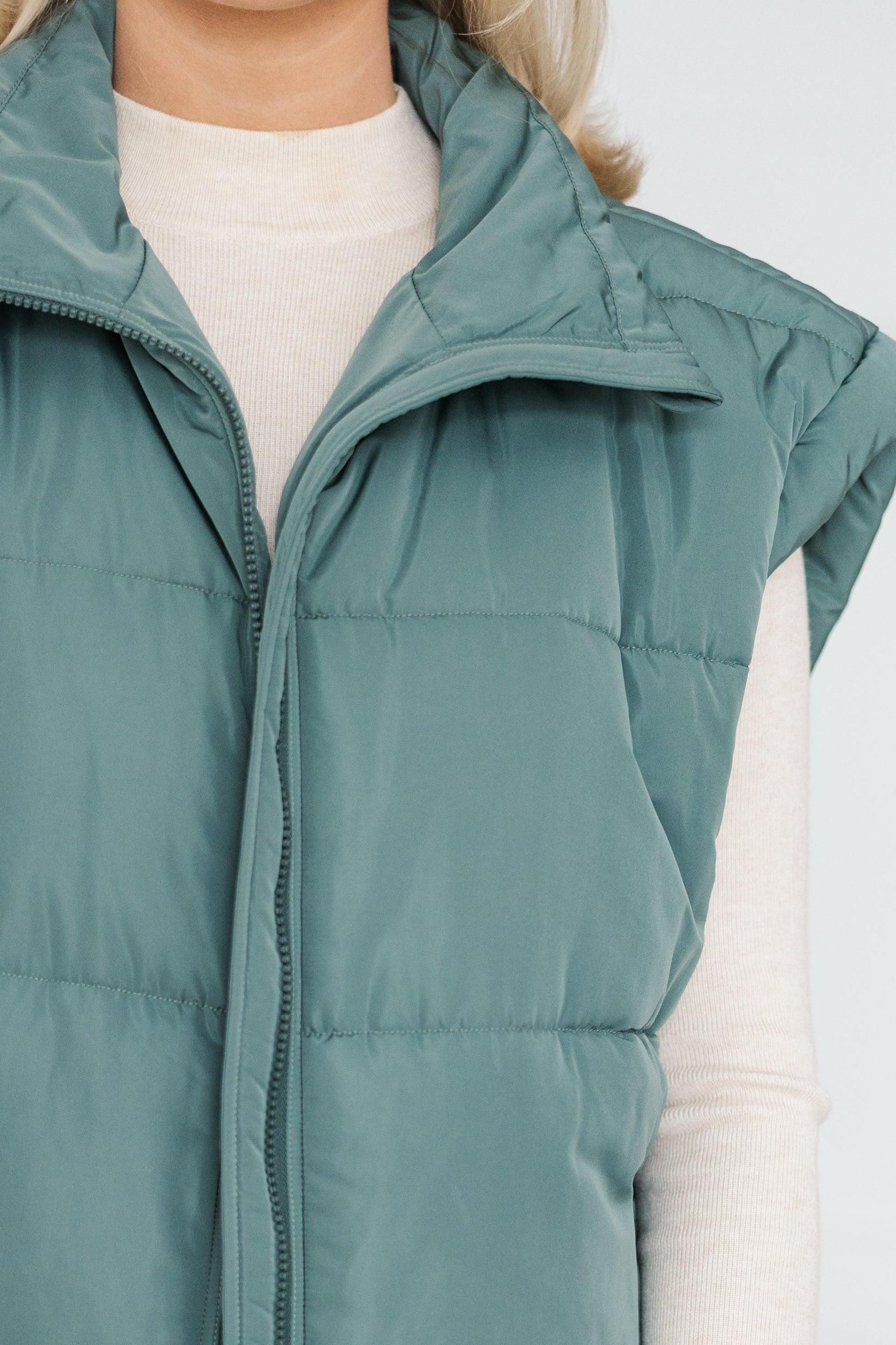 Make You Happy Army Green Quilted Vest Female Product Image