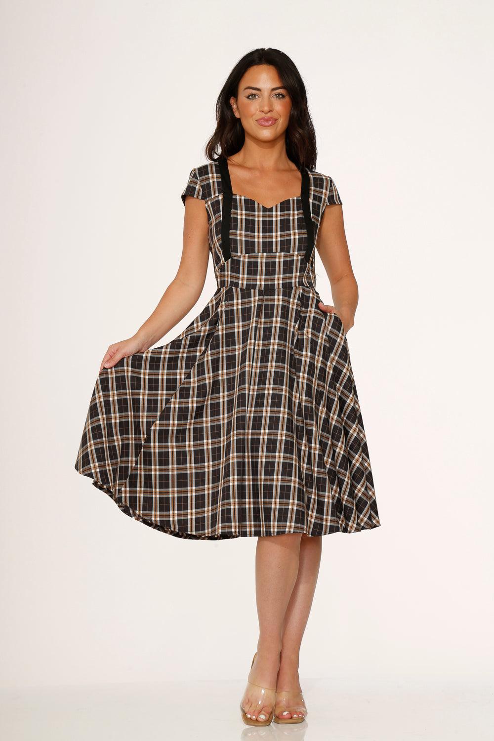 Black Plaid Swing Dress Product Image
