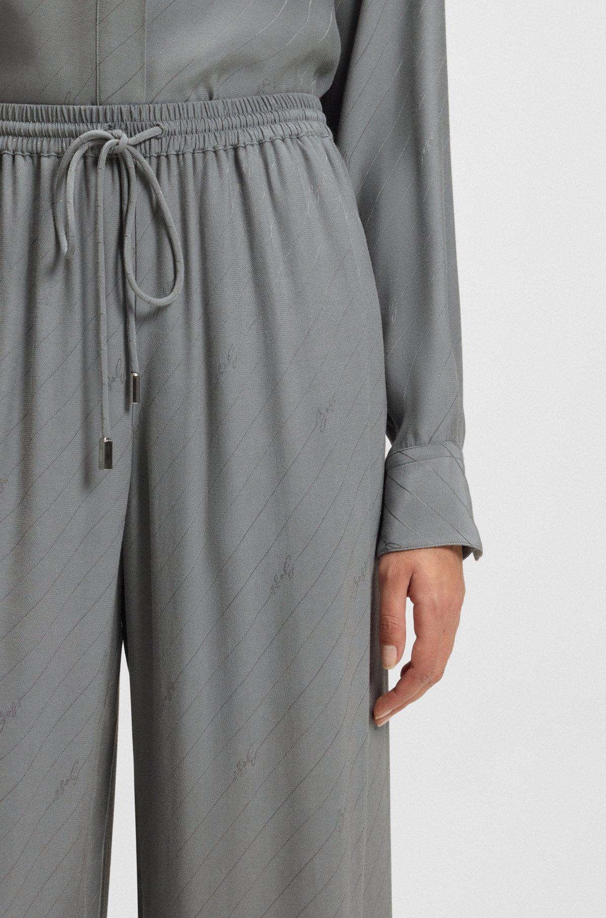 Wide-leg trousers with logo jacquard Product Image
