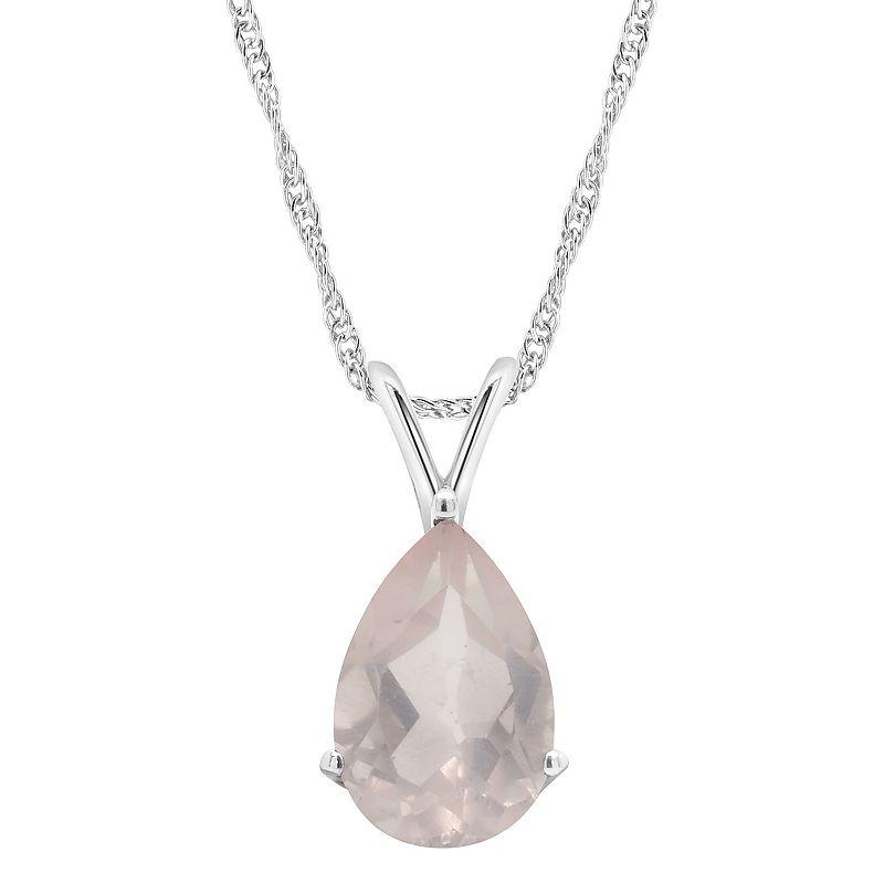 Alyson Layne Sterling Silver Rose Quartz Teardrop Pendant Necklace, Women's,  Product Image