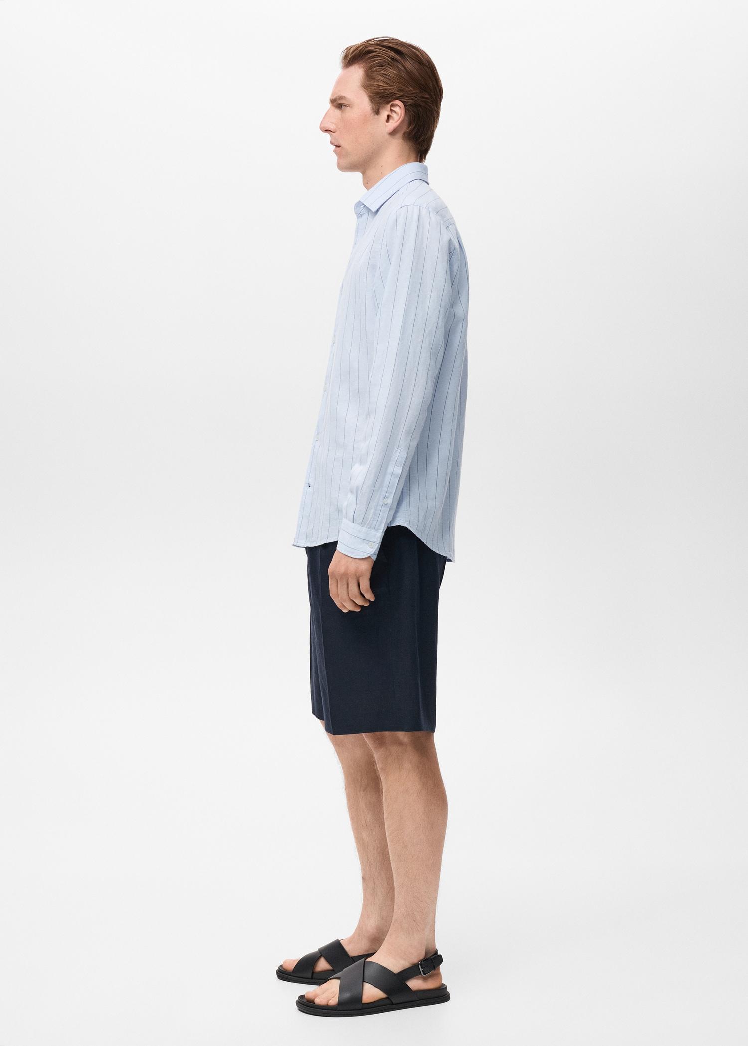 Linen pinstripe shirt - Men | MANGO USA Product Image