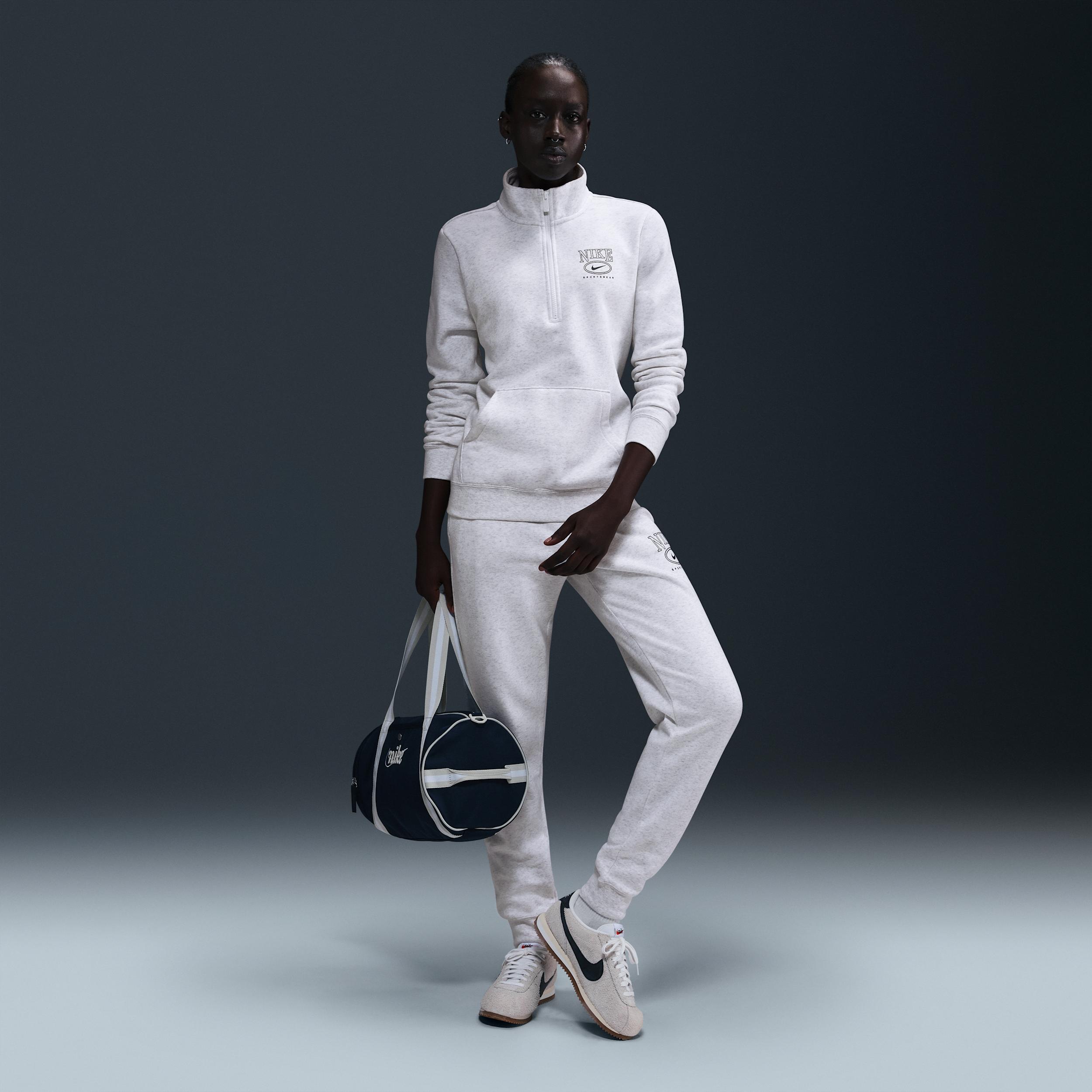 Womens Nike Sportswear Club Fleece Mock-Neck 1/2-Zip Graphic Top | HJ0985-051 Product Image