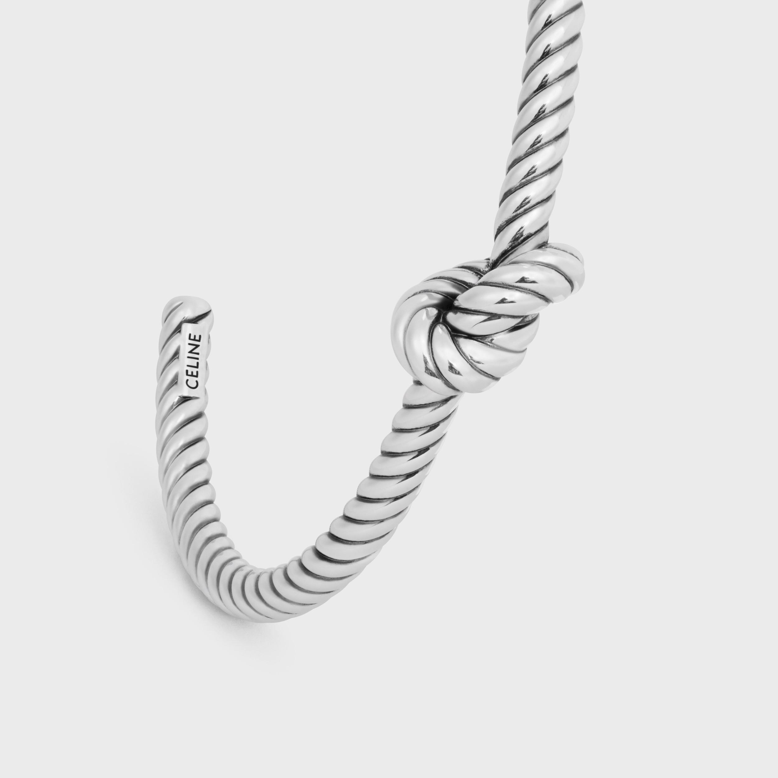 Knot Cord Patterned Cuff in Brass with Rhodium Finish Product Image